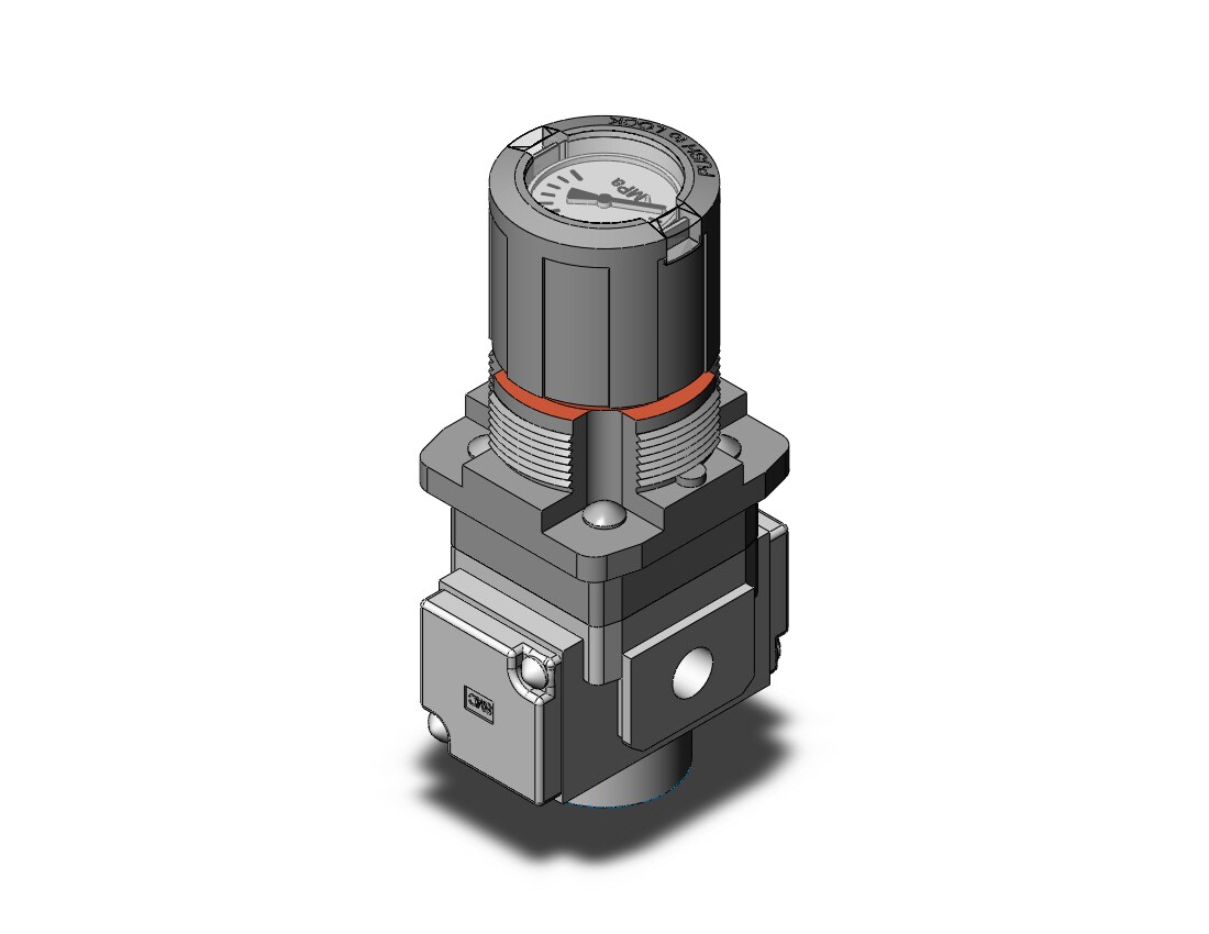 SMC ARG20-02G2-Y-B regulator w/ built in pressure gauge, REGULATOR, GAUGE IN HANDLE