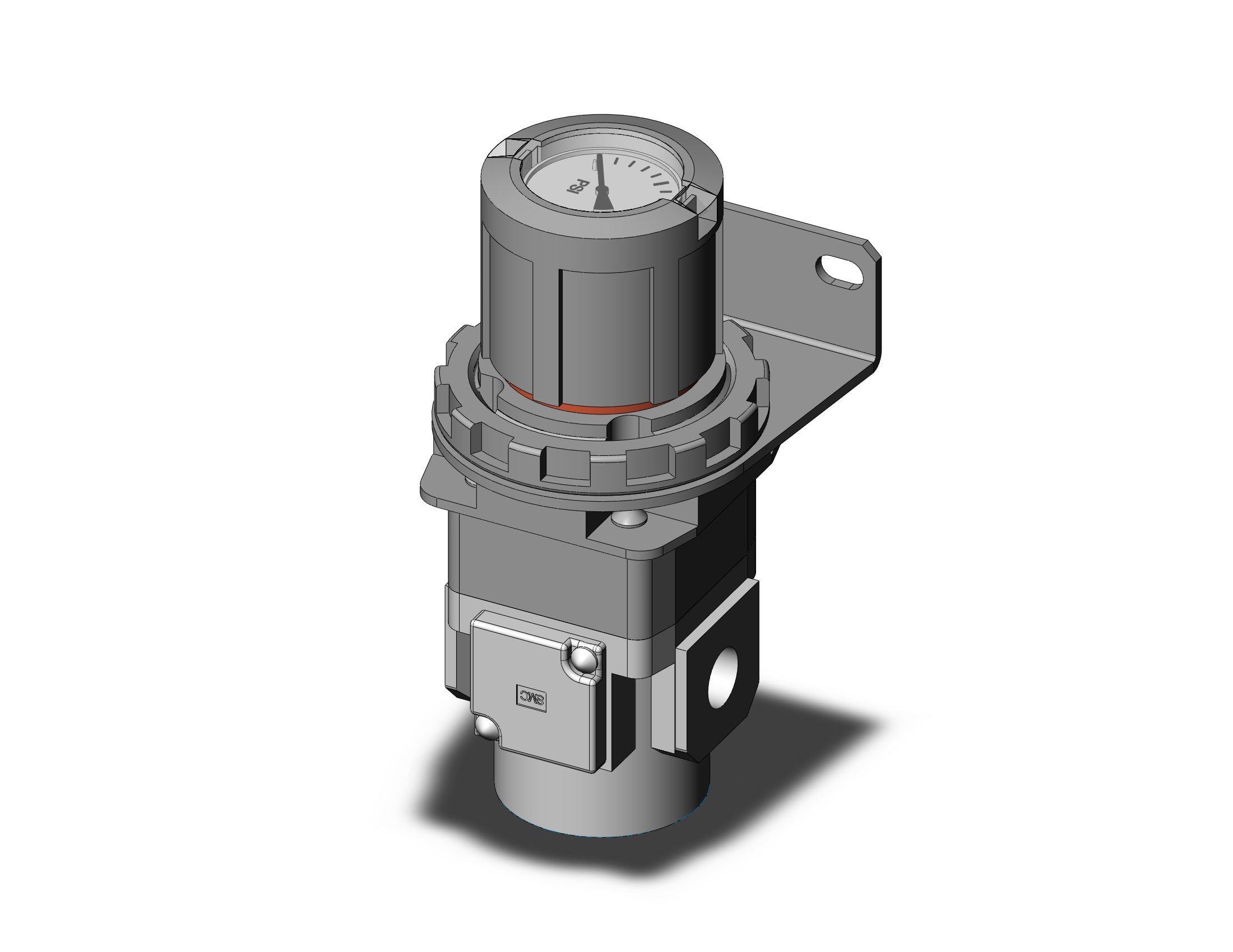 SMC ARG30-N02BG4-NZ regulator w/ built in pressure gauge, REGULATOR, MODULAR F.R.L. W/GAUGE