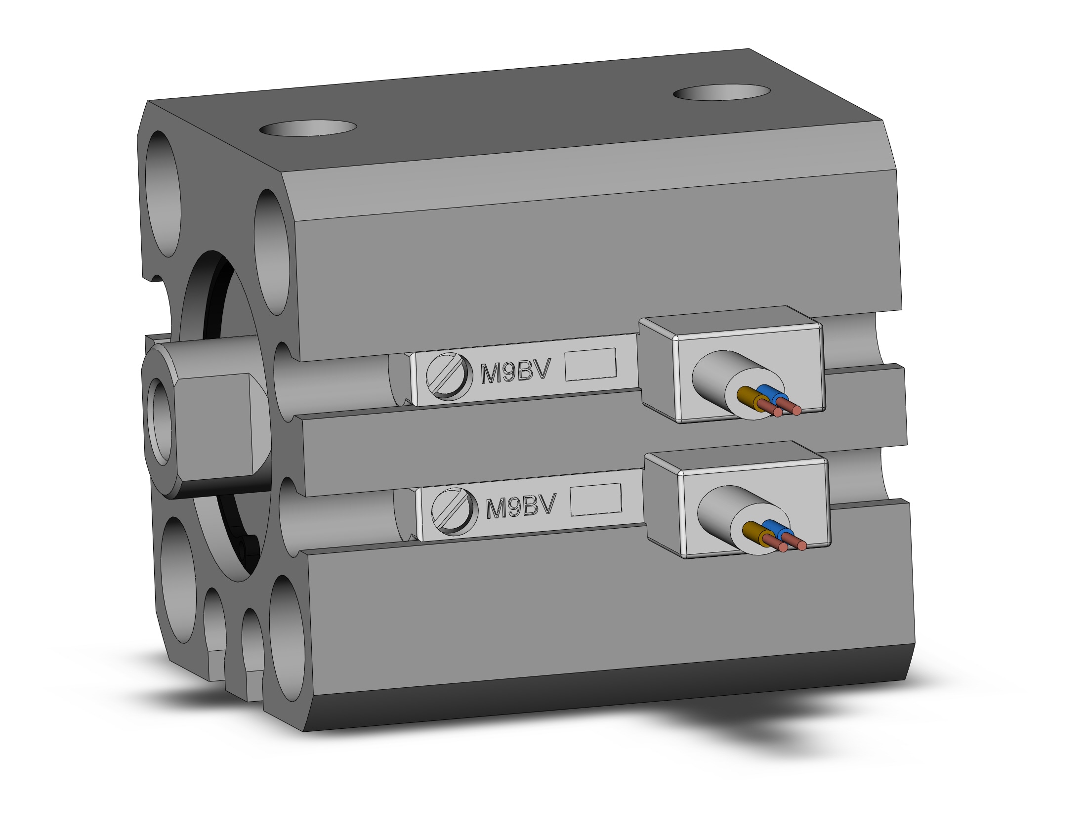 SMC CDQSB16-10D-M9BV cyl, compact, dbl act, auto-sw, CQS COMPACT CYLINDER