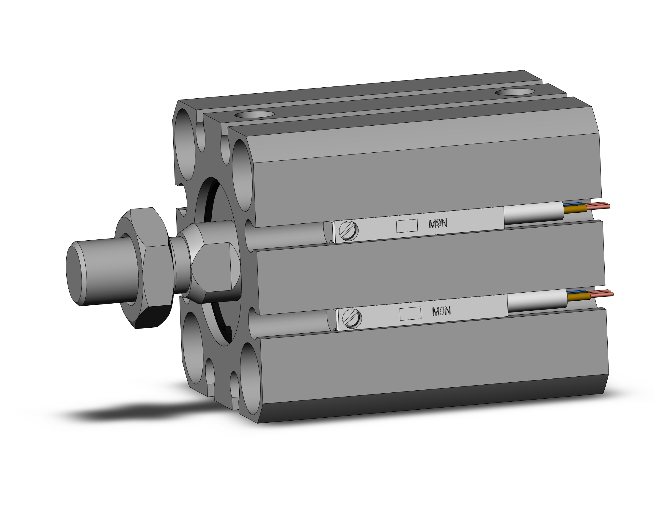 SMC CDQSB20-15DM-M9NL cyl, compact, dbl act, auto-sw, CQS COMPACT CYLINDER