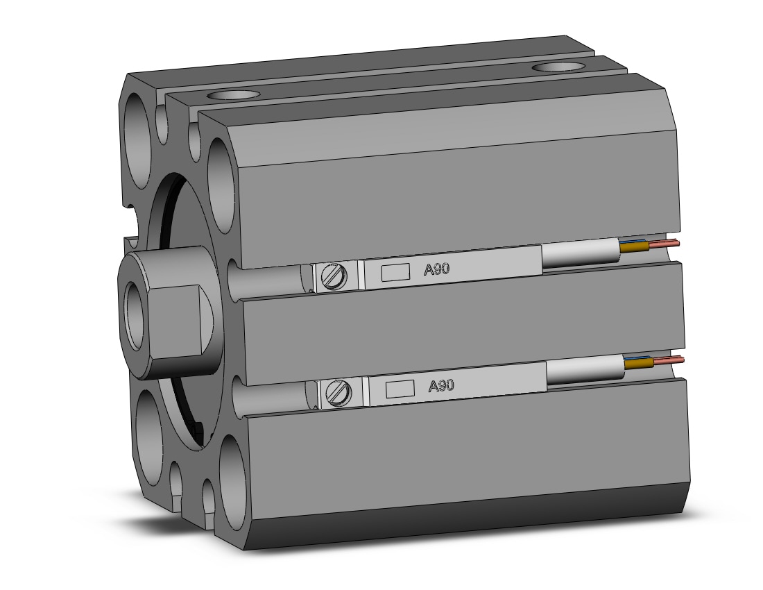 SMC CDQSB25-10D-A90L cyl, compact, dbl act, auto-sw, CQS COMPACT CYLINDER