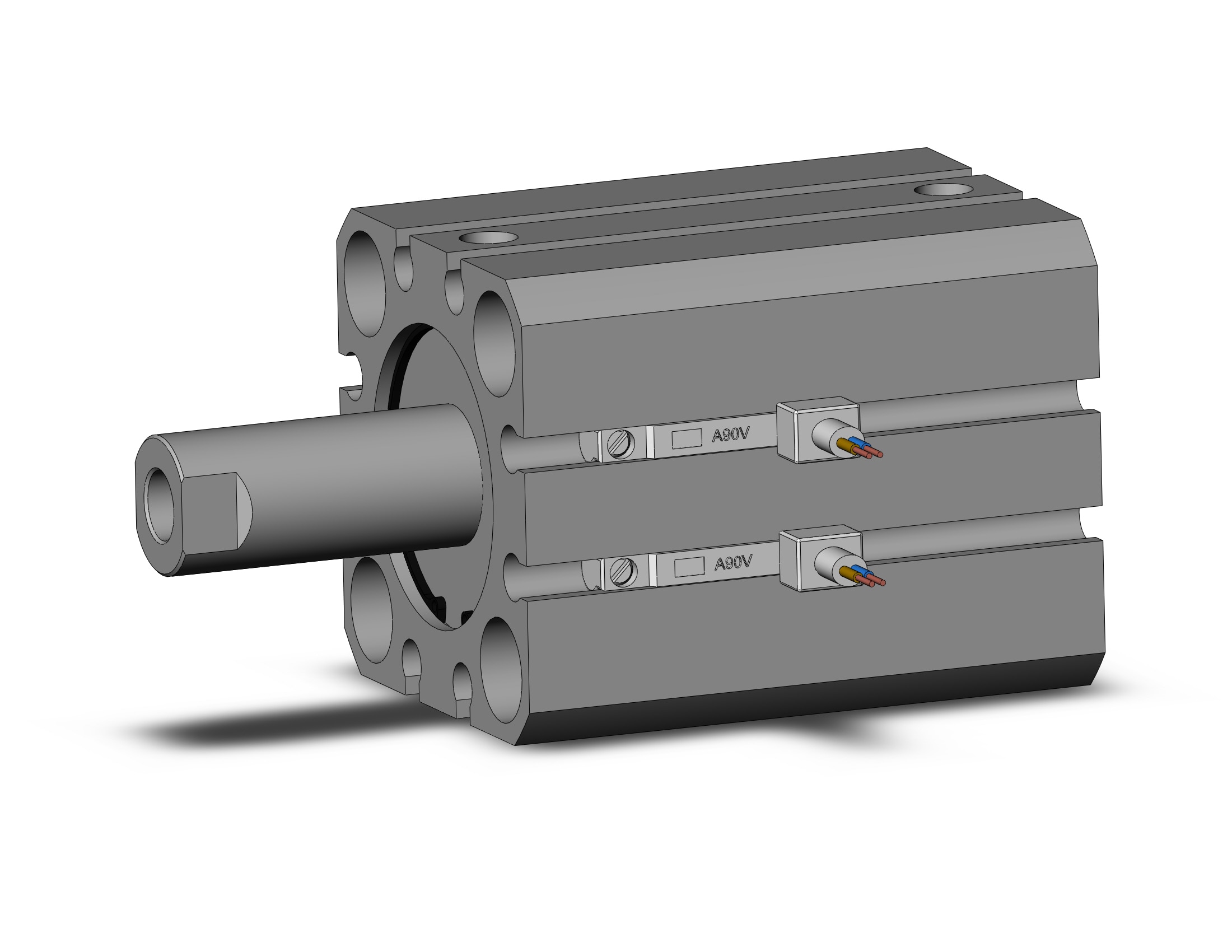 SMC CDQSB25-10T-A90VL cyl, compact, sgl act, spr ext, CQS COMPACT CYLINDER