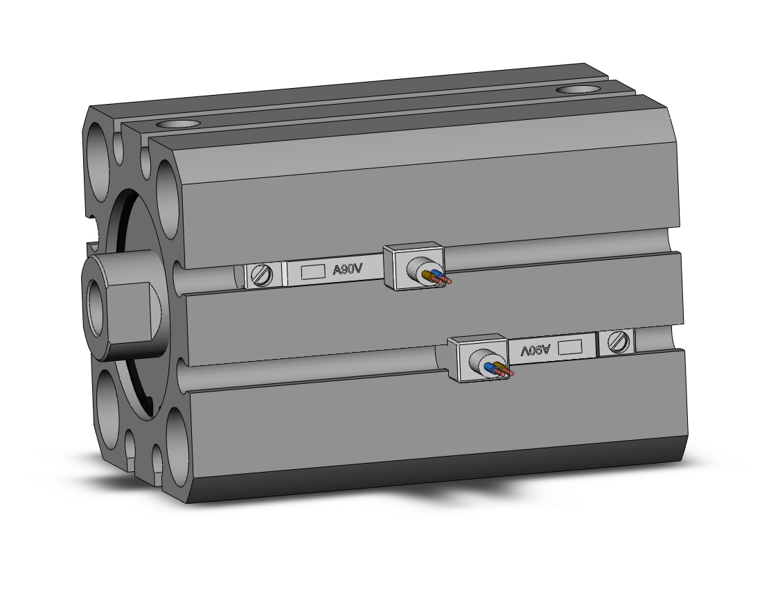 SMC CDQSB25-25D-A90VL cyl, compact, dbl act, auto-sw, CQS COMPACT CYLINDER