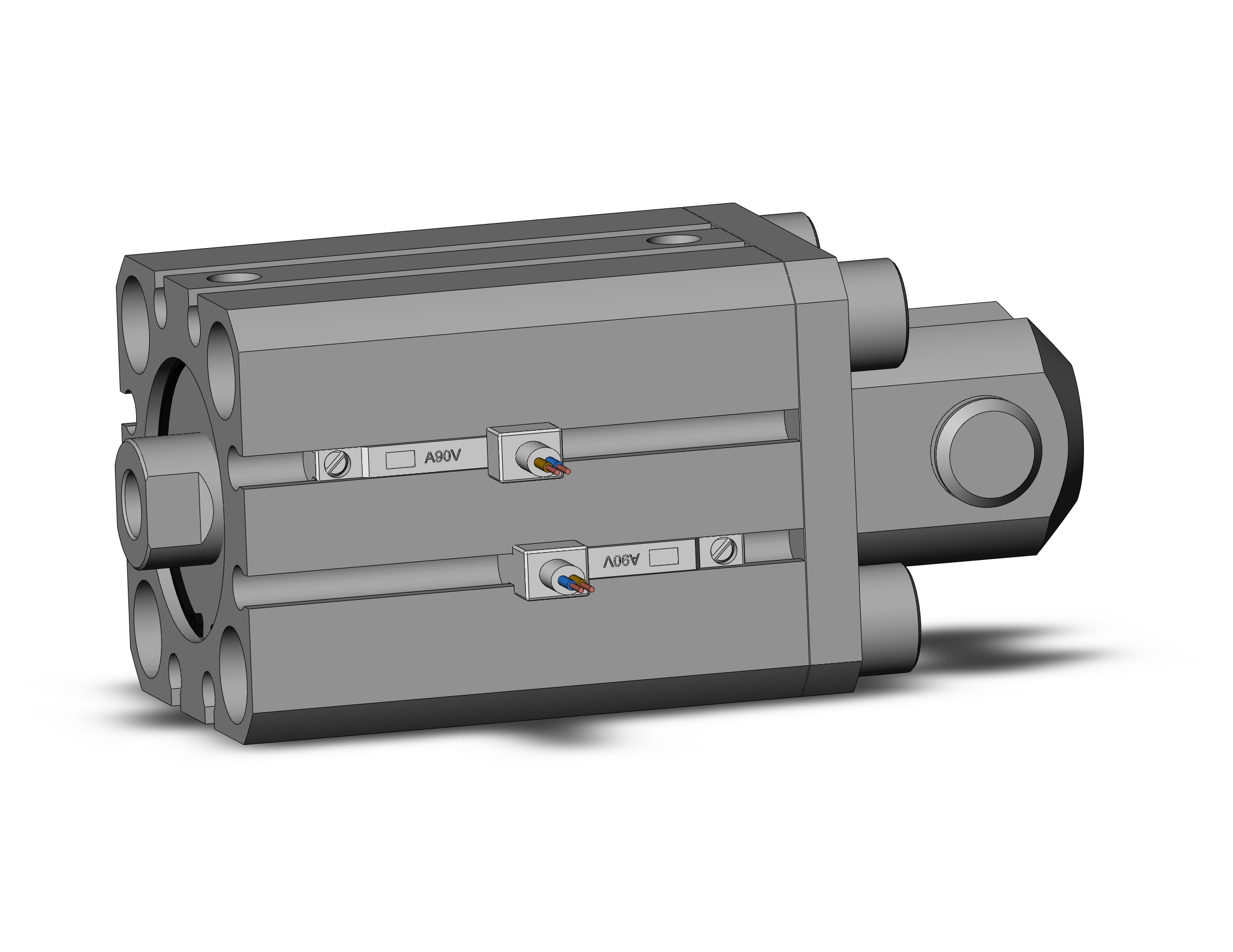 SMC CDQSD25-20D-A90VL cyl, compact, dbl act, auto-sw, CQS COMPACT CYLINDER