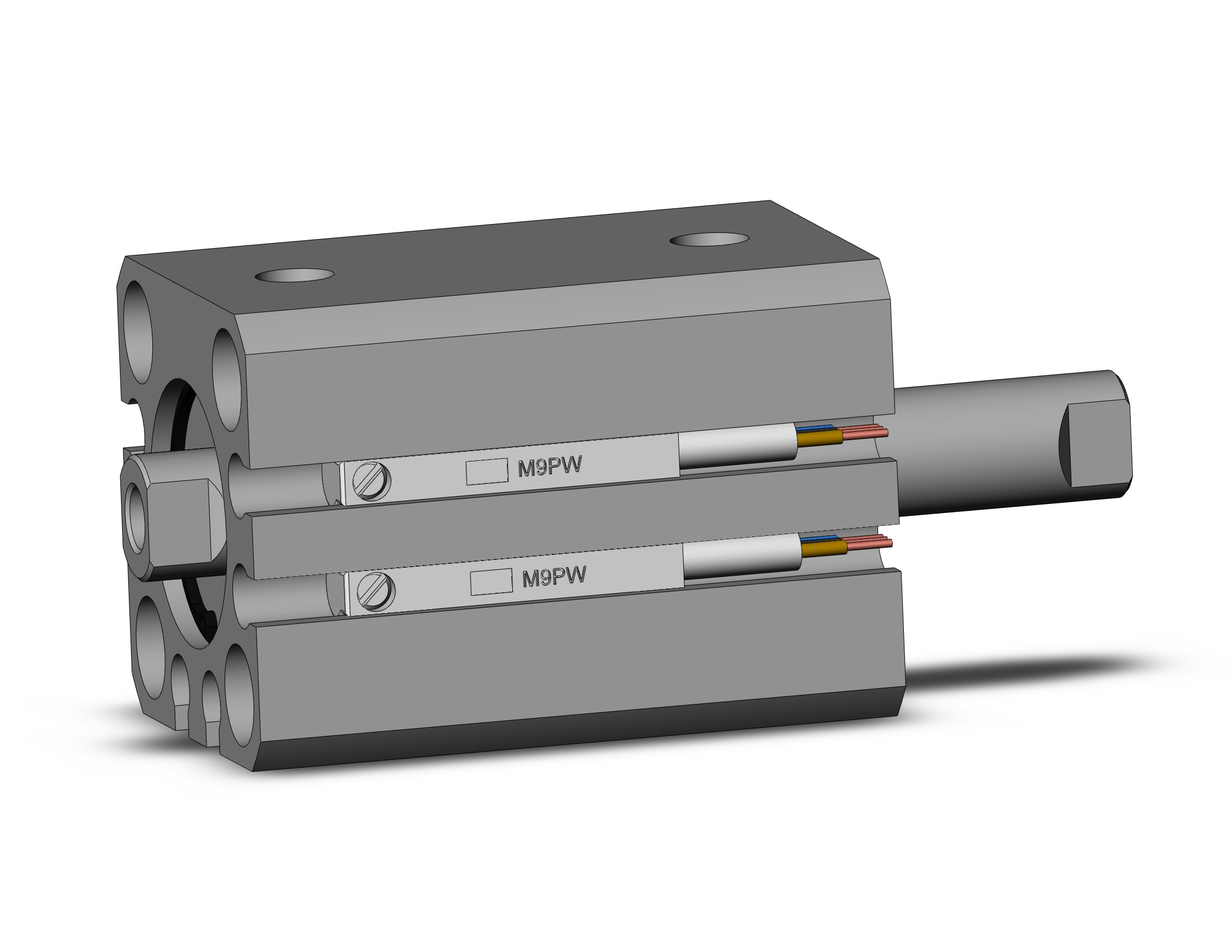 SMC CDQSWB16-15D-M9PWM cyl, compact, dbl rod, auto-sw, CQS COMPACT CYLINDER