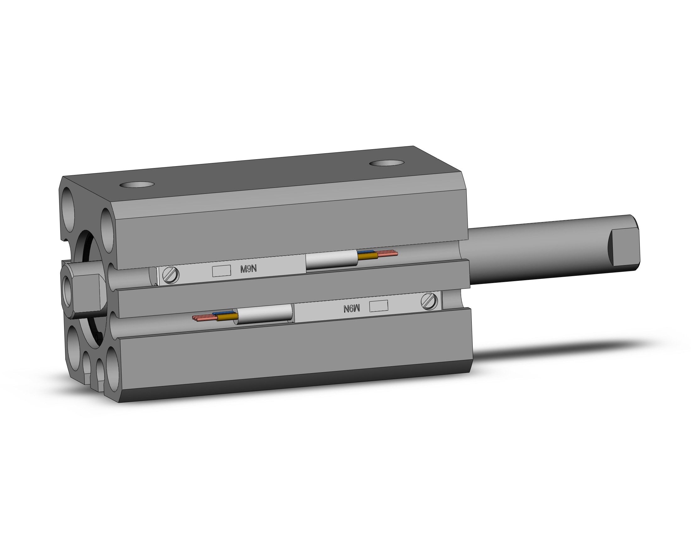 SMC CDQSWB16-25DC-M9N cyl, compact, dbl rod, auto-sw, CQS COMPACT CYLINDER