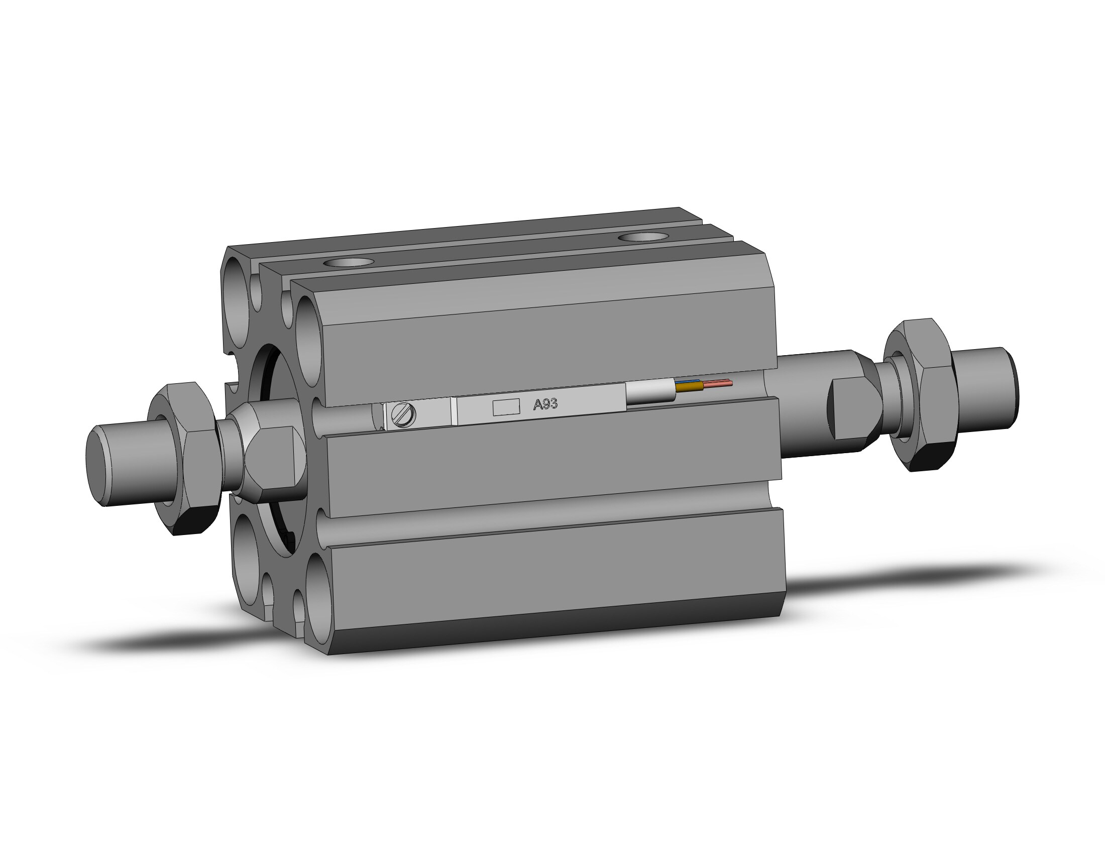 SMC CDQSWB20-10DCM-A93S cyl, compact, dbl rod, auto-sw, CQS COMPACT CYLINDER