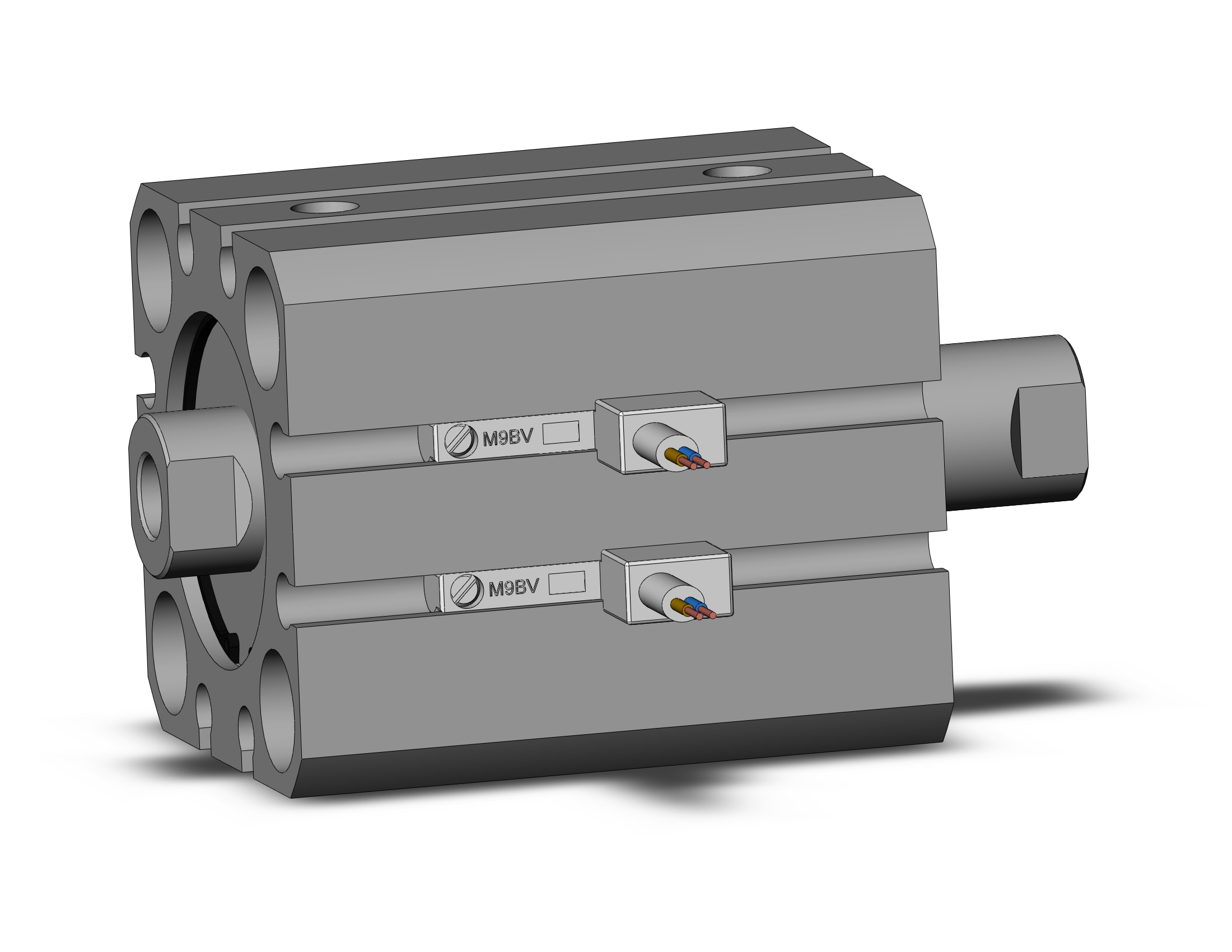 SMC CDQSWB25-10D-M9BV cyl, compact, dbl rod, auto-sw, CQS COMPACT CYLINDER