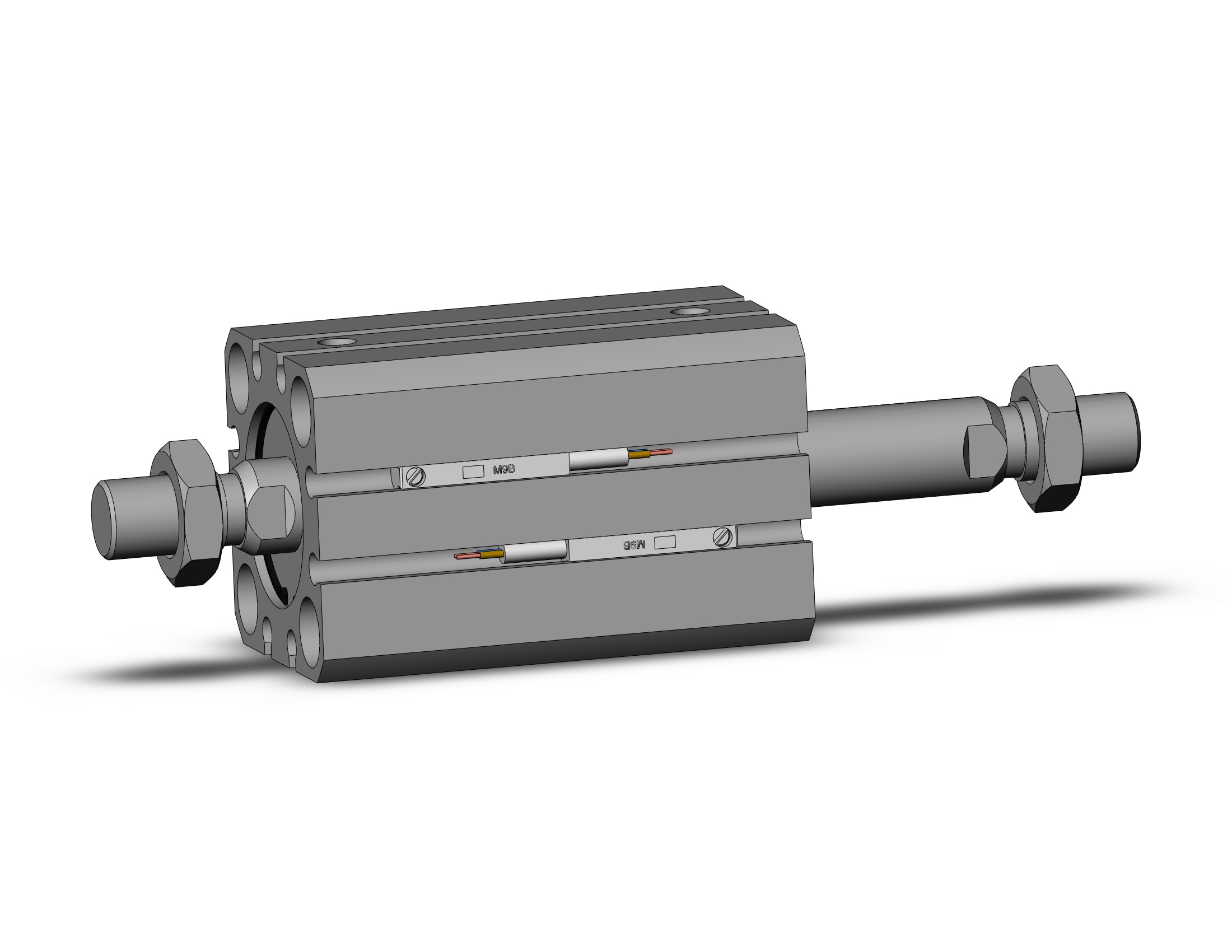 SMC CDQSWB25-25DM-M9BL cyl, compact, dbl rod, auto-sw, CQS COMPACT CYLINDER