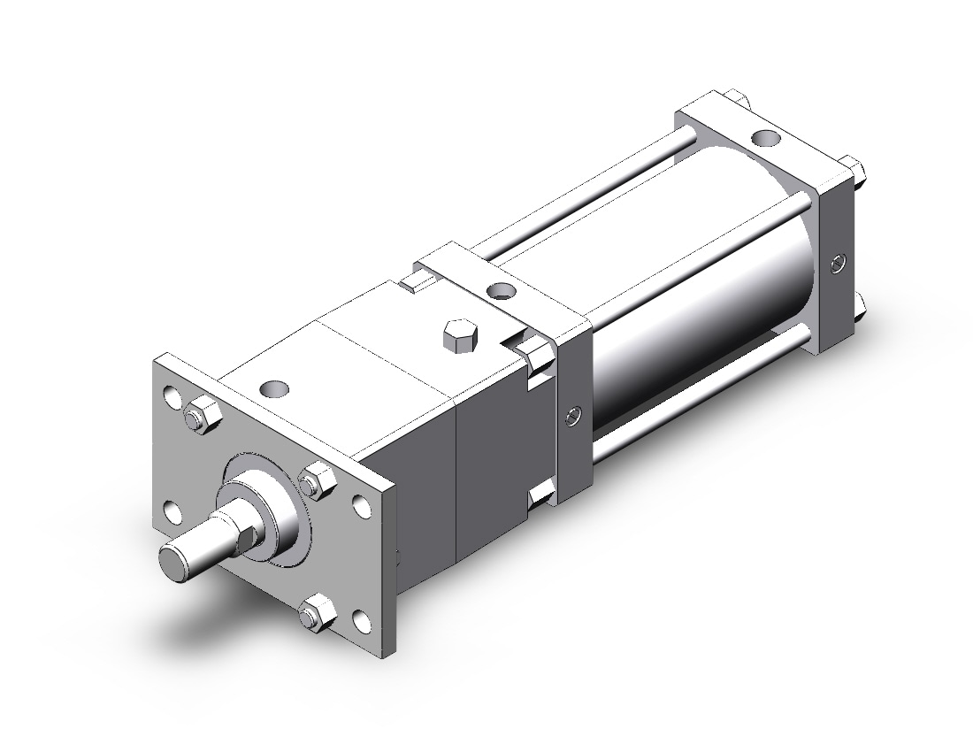 SMC CNSF125-200-D cyl w/lock, alum.tube, CNS FINE LOCK TIE ROD CYLINDER