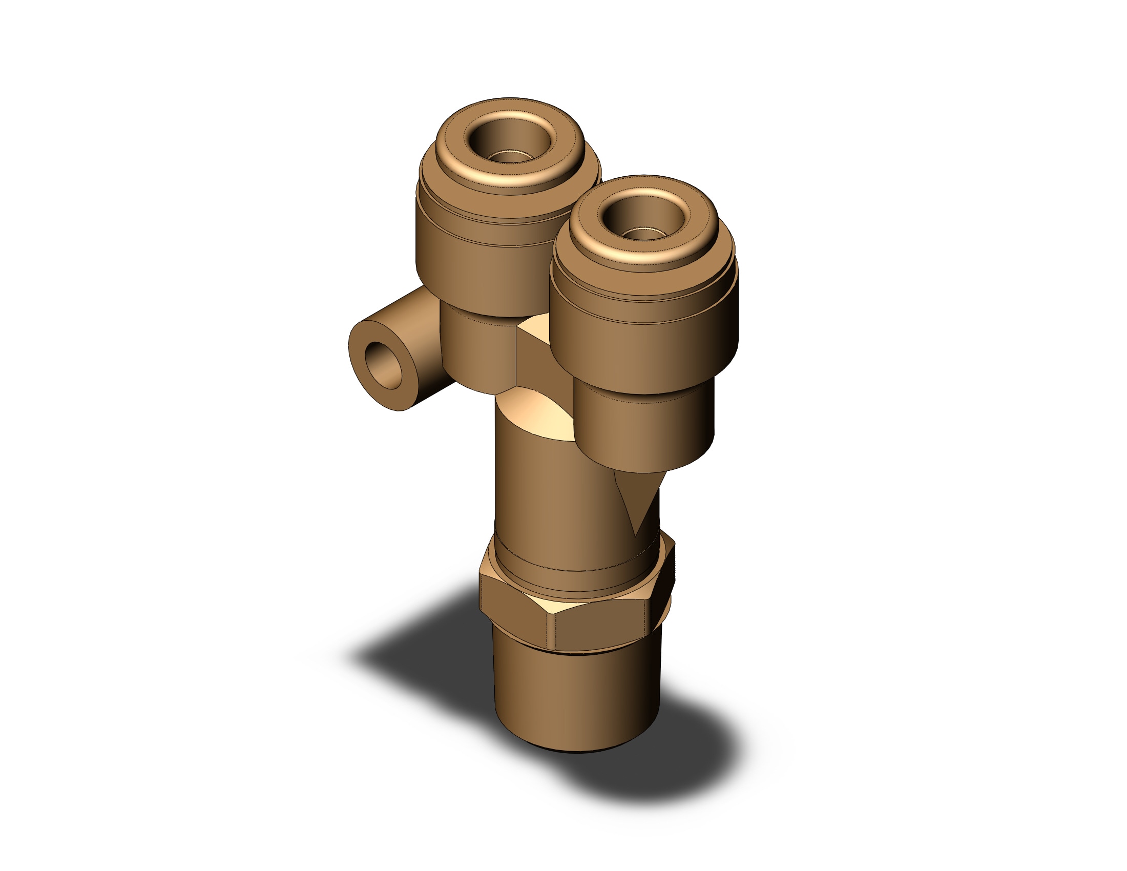 SMC KV2U07-35S conn brc y 1/4ptc(2x)x1/4 nptf, KV2 FITTING