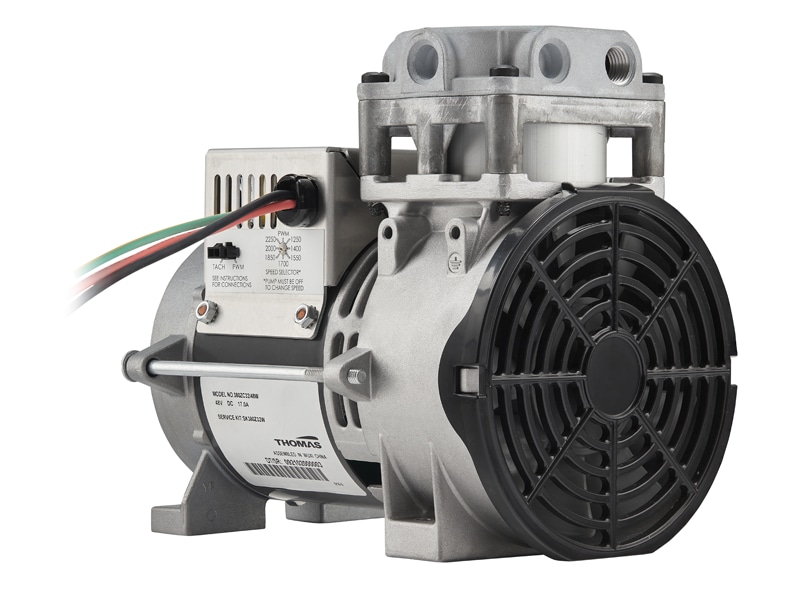 380Z1C3224W Thomas Oil-less WOB-L® Piston Compressor / Vacuum Pump with Speed Selector - Voltage: 24V BLDC