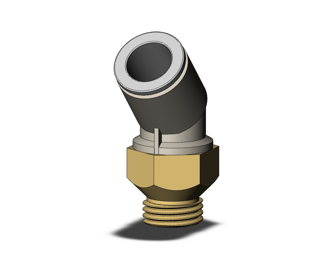 SMC KQ2K10-U02A fitting, 45 deg male elbow, KQ2(UNI) ONE TOUCH UNIFIT (sold in packages of 10; price is per piece)