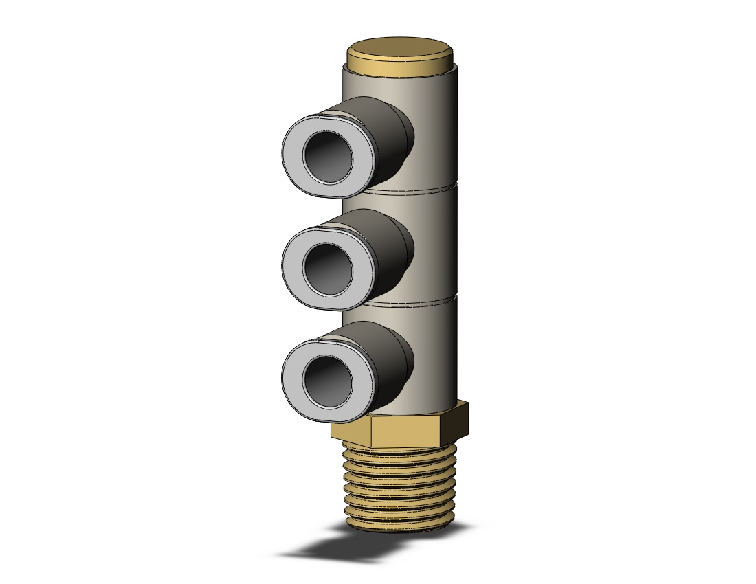 SMC KQ2VT06-02AS1 fitting, trpl uni male elbow, KQ2 FITTING (sold in packages of 10; price is per piece)