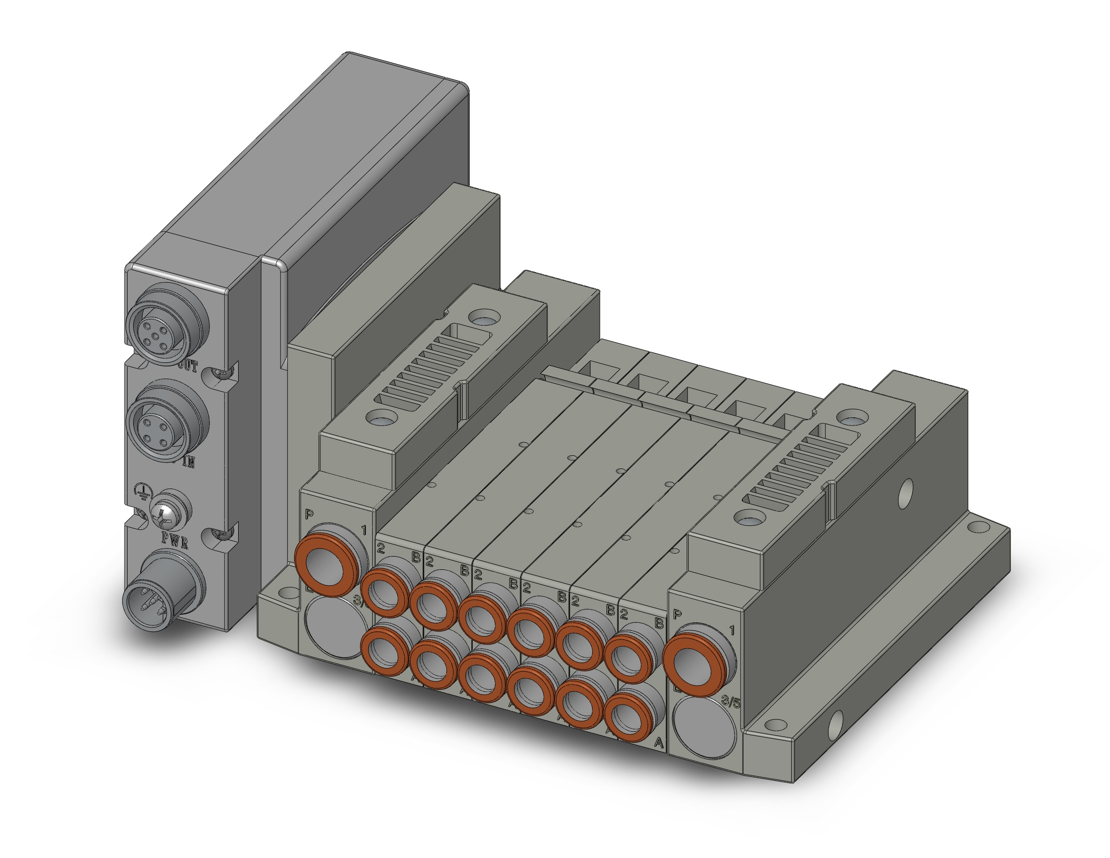 SMC SS5V1-W10S1EAND-06BS-N7 ss5v 06 station manifold, tie-rod base, 4/5 PORT SOLENOID VALVE