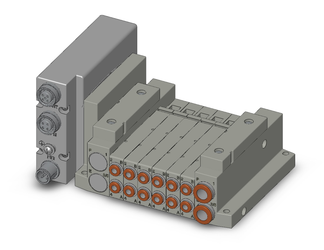 SMC SS5V1-W10S1FBND-06U-C4 ss5v 06 station manifold, tie-rod base, 4/5 PORT SOLENOID VALVE