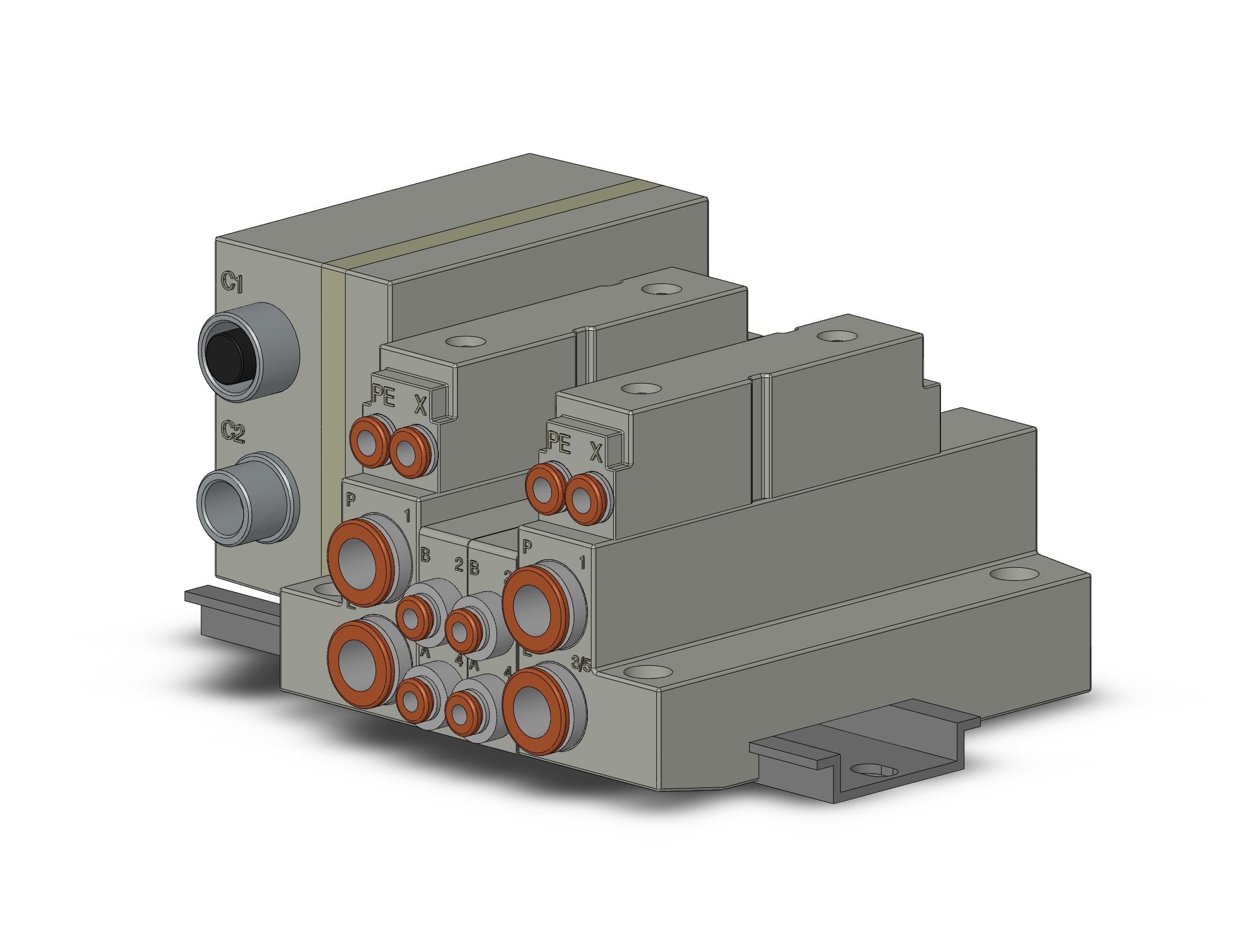 SMC SS5V1-W16SA2WD-02BR-N1 mfld, plug-in w/si unit, SS5V1 MANIFOLD SV1000