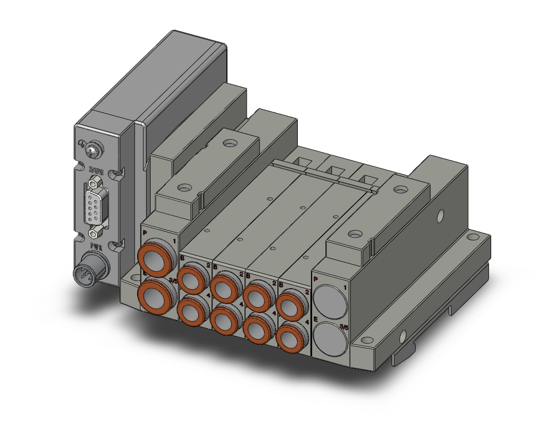 SMC SS5V2-10S1NDND-04D-C8-D0 ss5v 04 station manifold, tie-rod base, 4/5 PORT SOLENOID VALVE