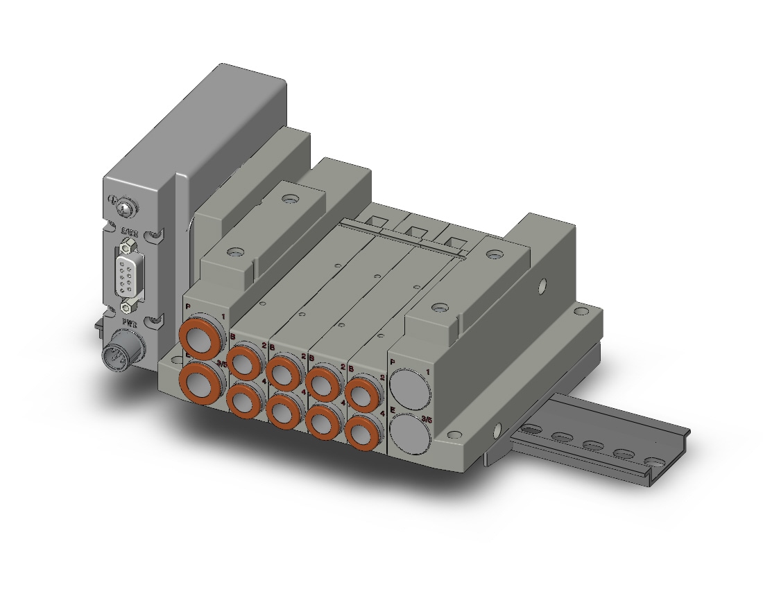 SMC SS5V2-10S1NDND-04D-C8-D7 ss5v 04 station manifold, tie-rod base, 4/5 PORT SOLENOID VALVE