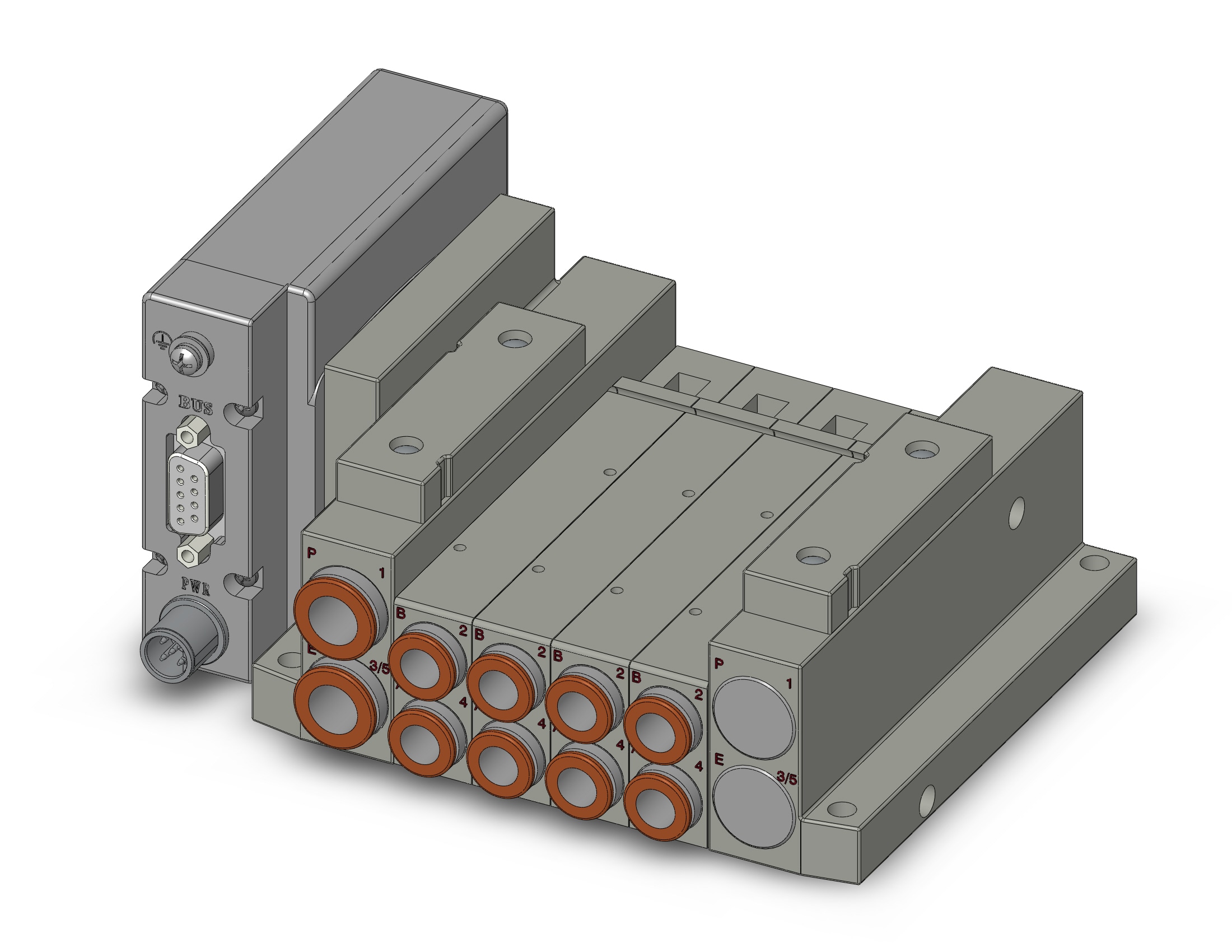 SMC SS5V2-10S1NDND-04D-C8 ss5v 04 station manifold, tie-rod base, 4/5 PORT SOLENOID VALVE