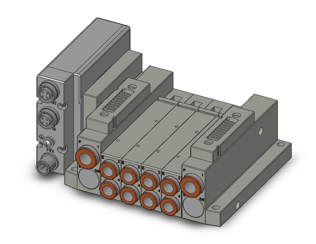 SMC SS5V2-W10S1EAND-04BS-N9 ss5v 04 station manifold, tie-rod base, 4/5 PORT SOLENOID VALVE