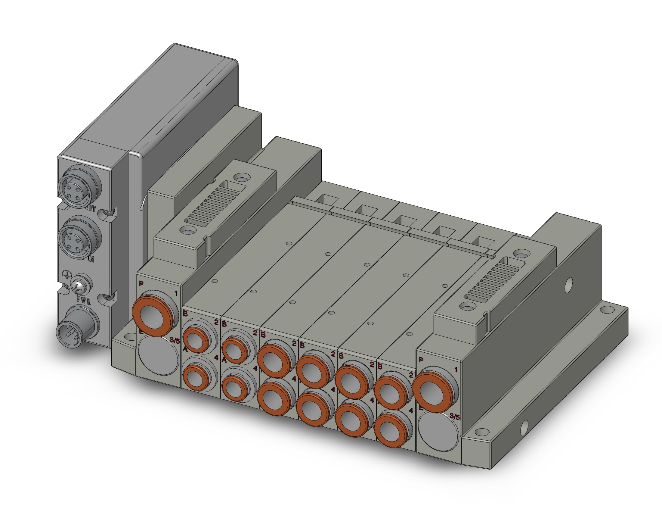 SMC SS5V2-W10S1EAND-06BS-N7 ss5v 06 station manifold, tie-rod base, 4/5 PORT SOLENOID VALVE