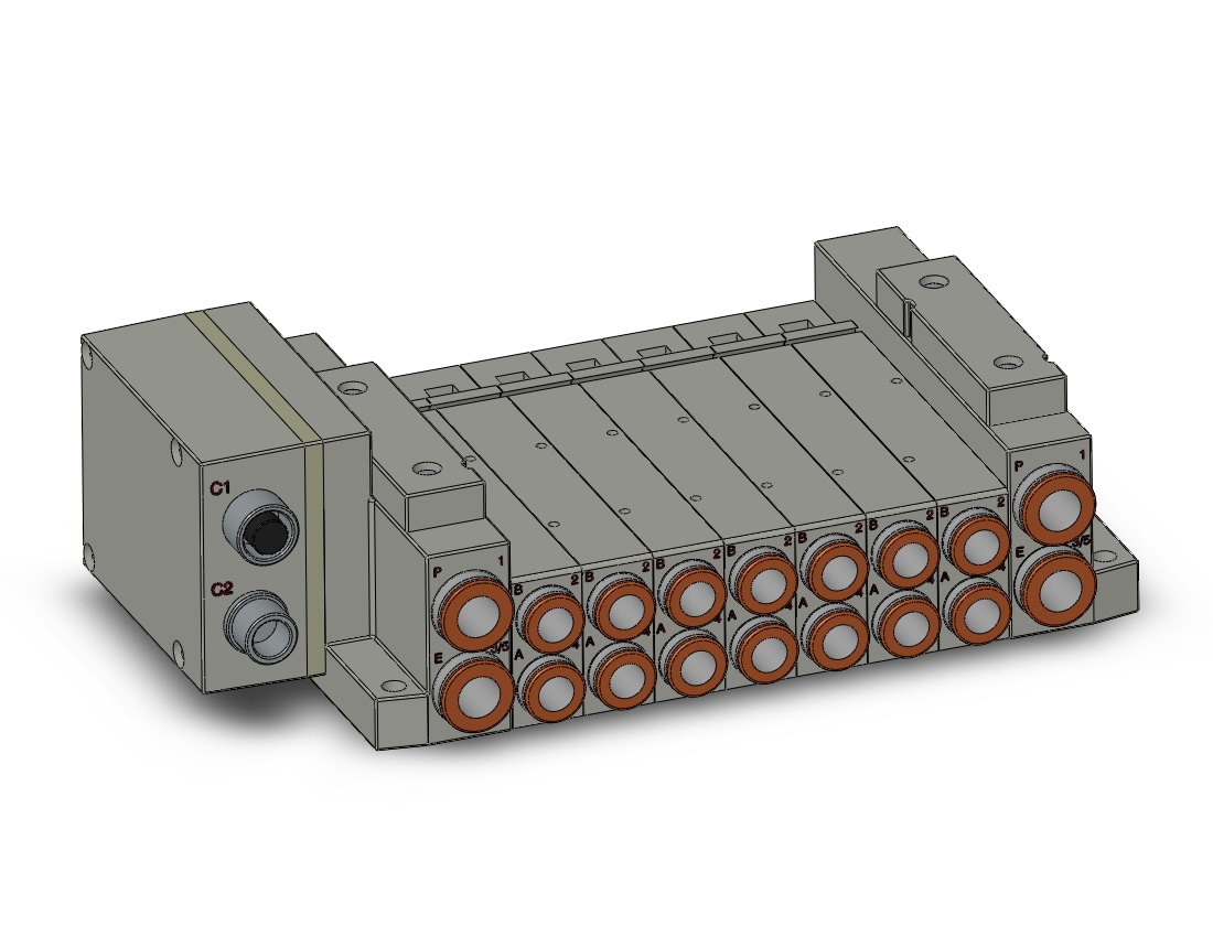 SMC SS5V2-W10SA2WD-07B-N9 mfld, plug-in w/si unit, SS5V2 MANIFOLD SV2000