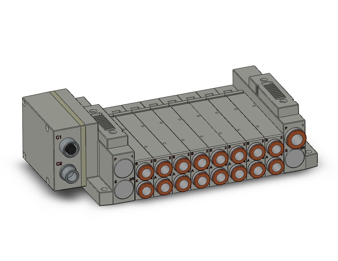 SMC SS5V2-W10SA2WD-08US-C8 mfld, plug-in w/si unit, SS5V2 MANIFOLD SV2000