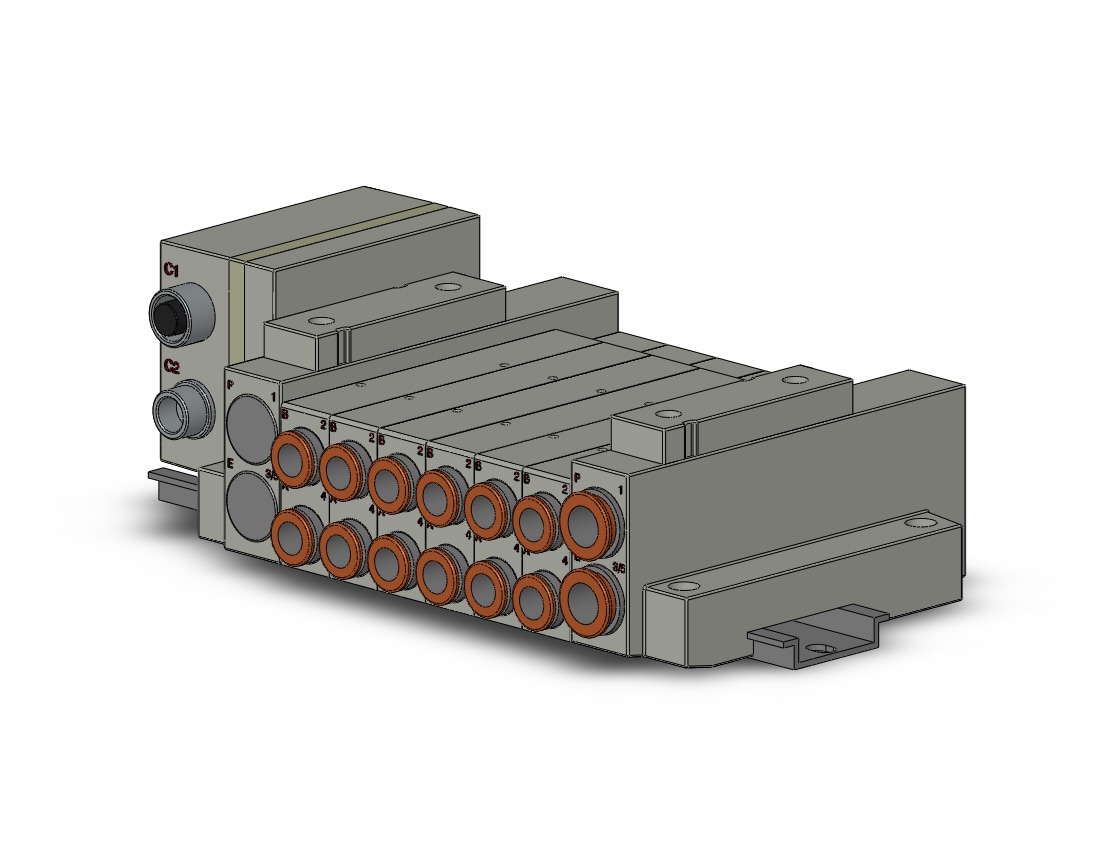 SMC SS5V2-W16SA2WD-06U-C8 ss5v 06 station manifold, cassette base, 4/5 PORT SOLENOID VALVE