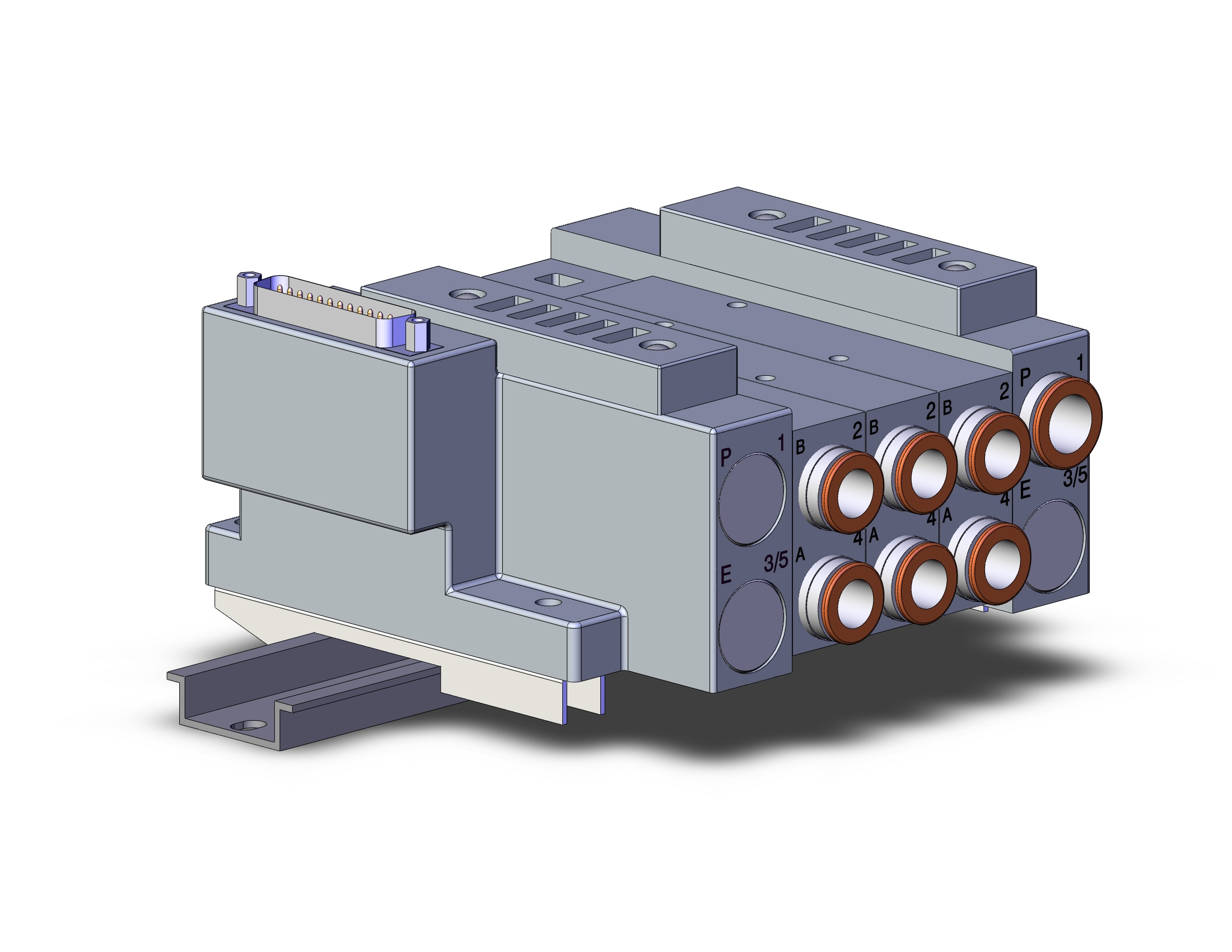 SMC SS5V3-10FD1-03US-C10-D mfld, plug-in, d-sub connector, SS5V3 MANIFOLD SV3000