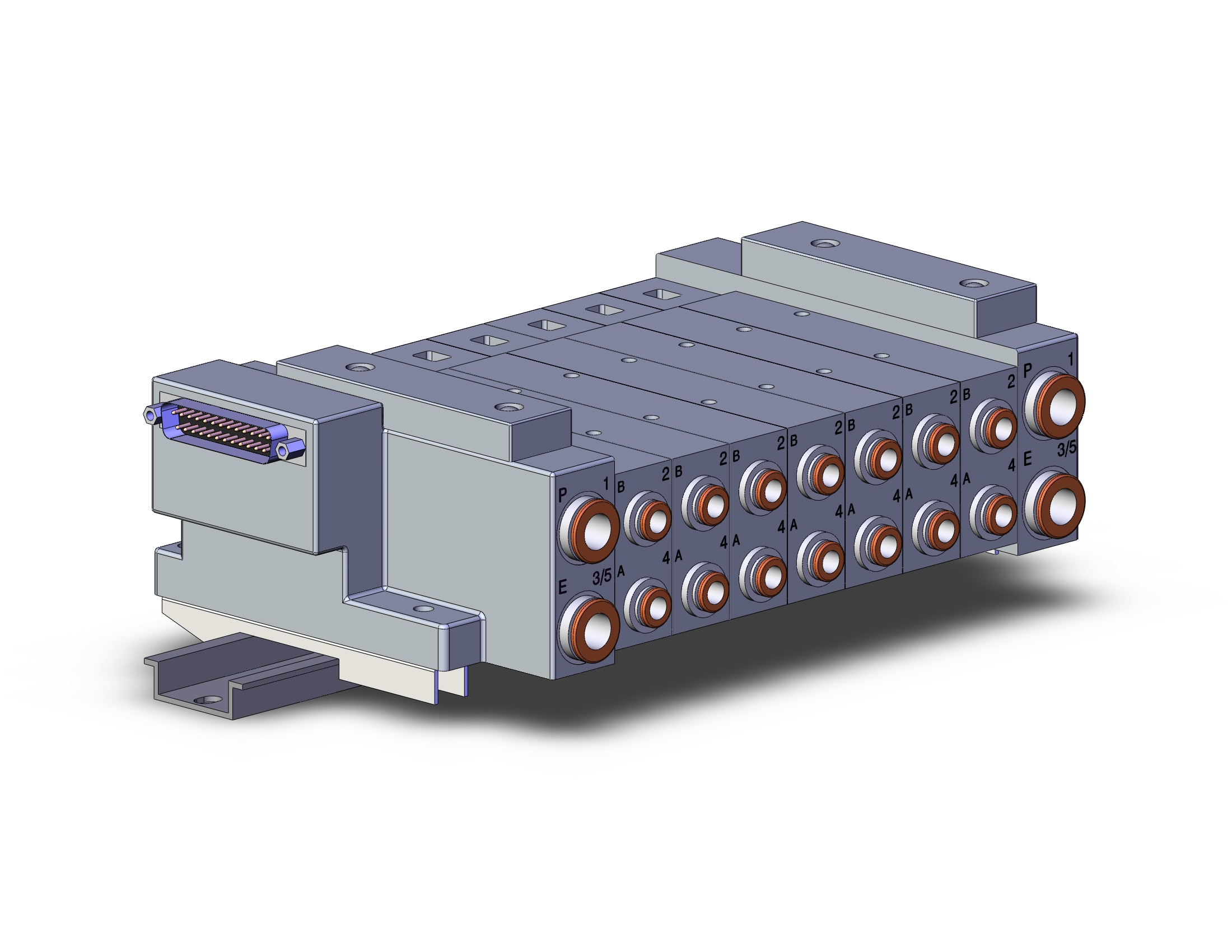 SMC SS5V3-10FD2-07B-N7-D mfld, plug-in, d-sub connector, SS5V3 MANIFOLD SV3000