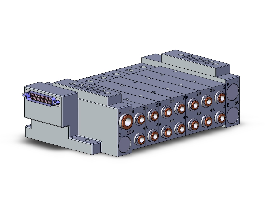 SMC SS5V3-10FD2-07DS-N7 mfld, plug-in, d-sub connector, SS5V3 MANIFOLD SV3000