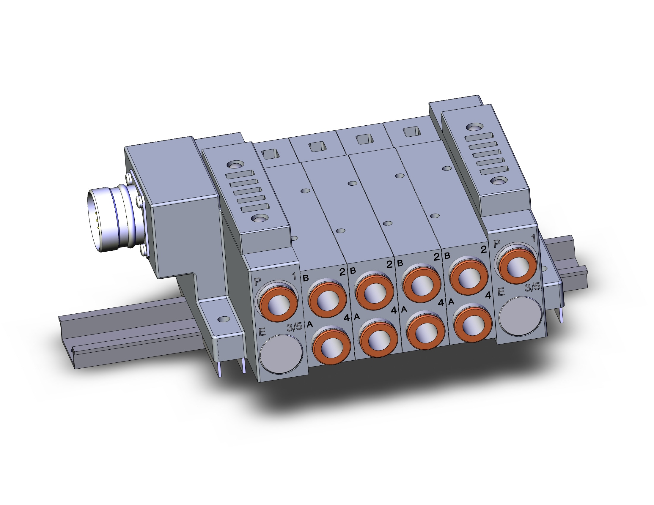 SMC SS5V3-W10CD-04BS-N11-D mfld, plug-in, circular conn., SS5V3 MANIFOLD SV3000