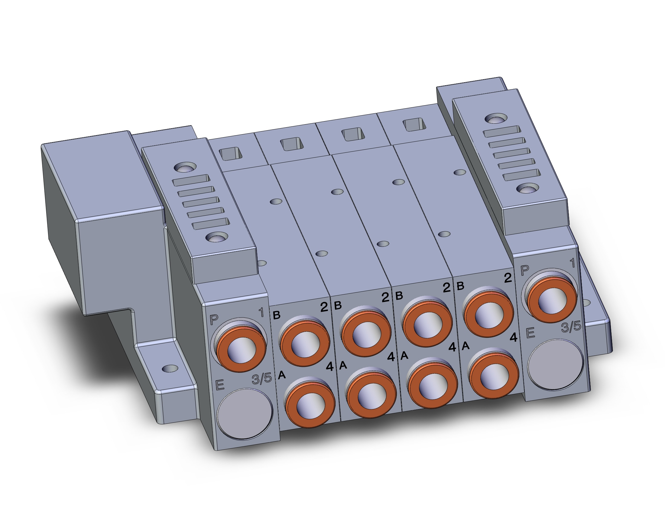 SMC SS5V3-W10CD-04BS-N11 mfld, plug-in, circular conn., SS5V3 MANIFOLD SV3000