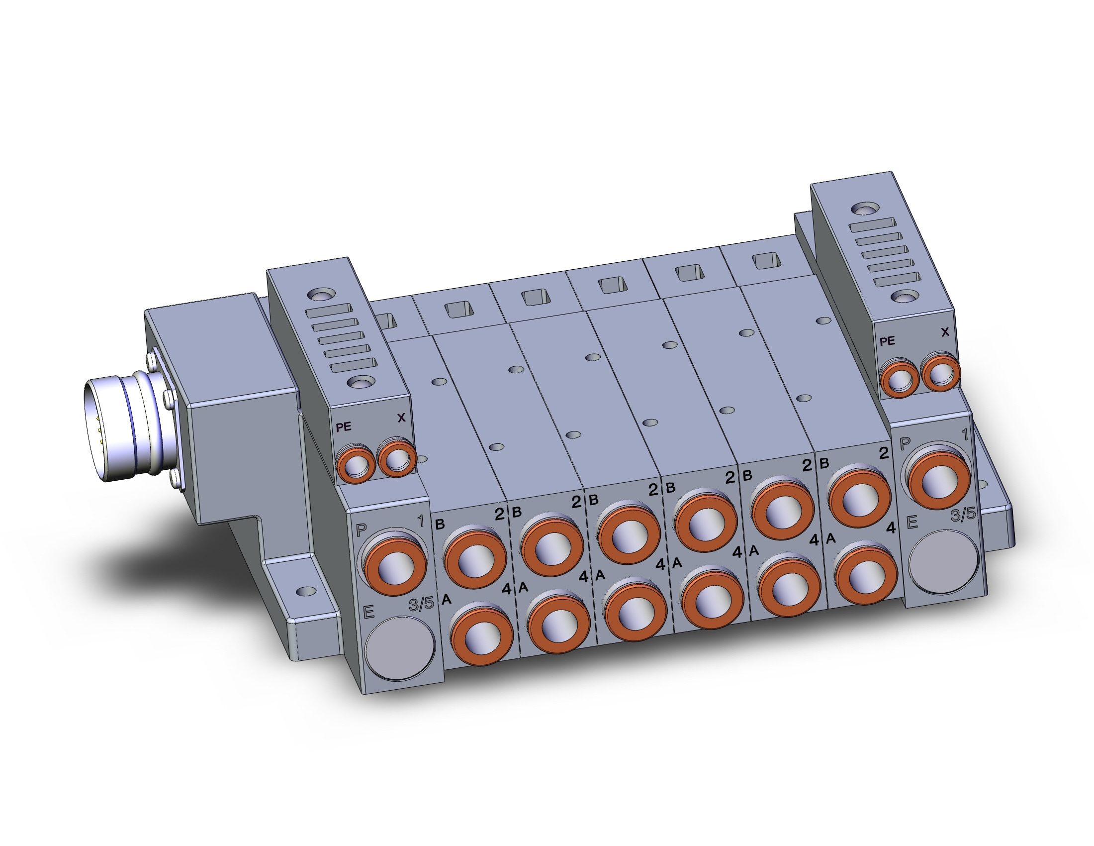 SMC SS5V3-W10CD-06BRS-N11 mfld, plug-in, circular conn., SS5V3 MANIFOLD SV3000