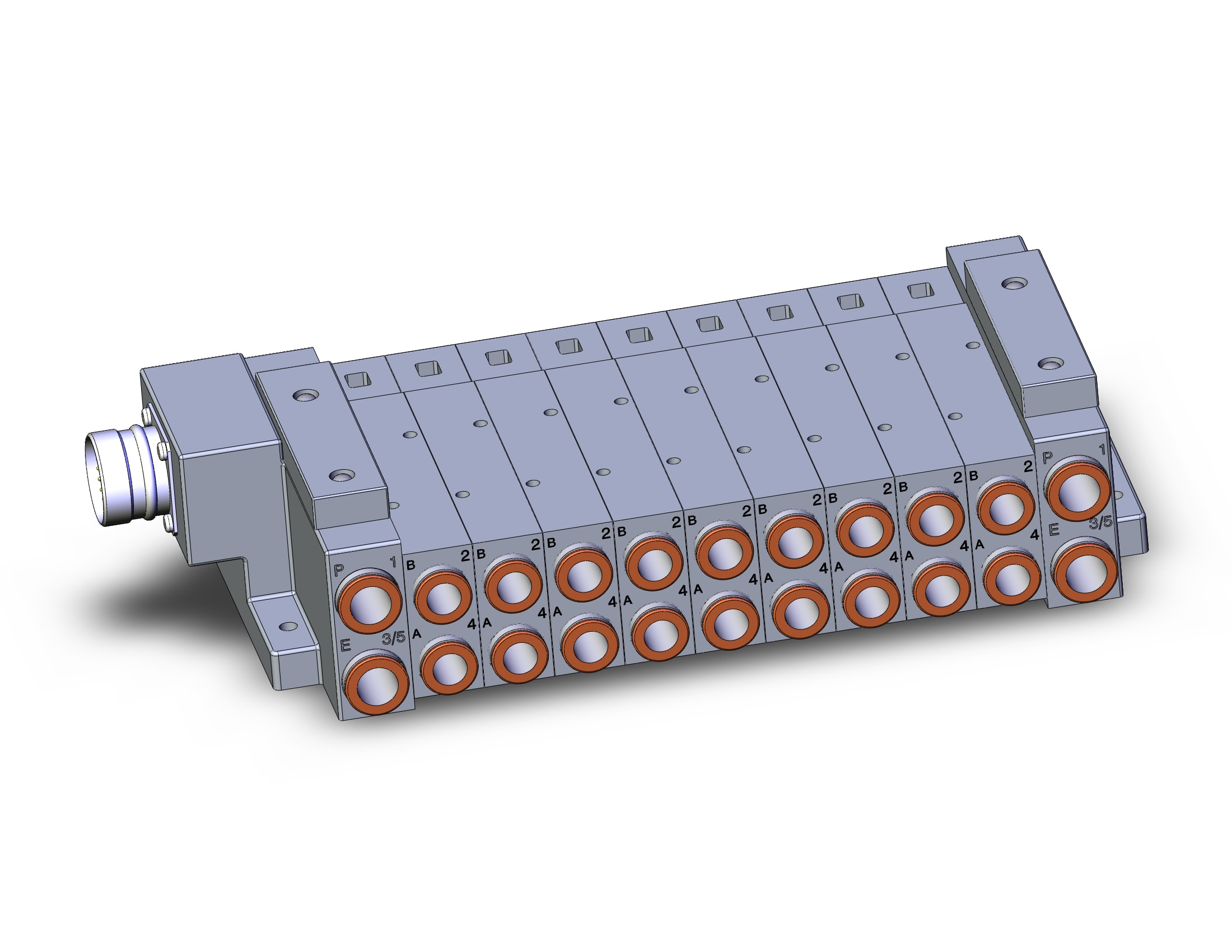 SMC SS5V3-W10CD-09B-C10 mfld, plug-in, circular conn., SS5V3 MANIFOLD SV3000