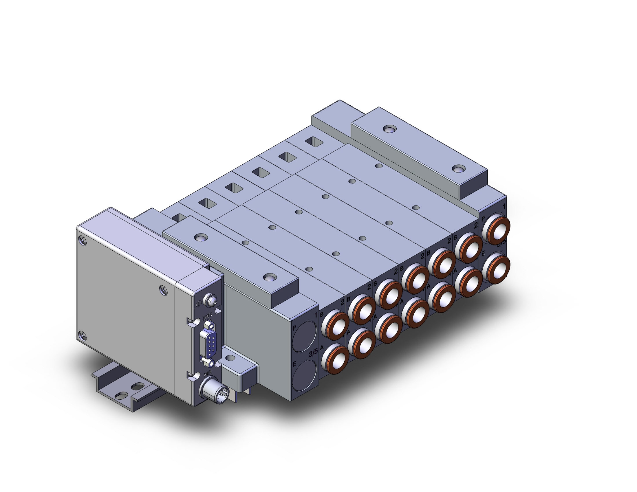 SMC SS5V3-W10S1EAND-06U-N11-D7 ss5v 06 station manifold, tie-rod base, 4/5 PORT SOLENOID VALVE