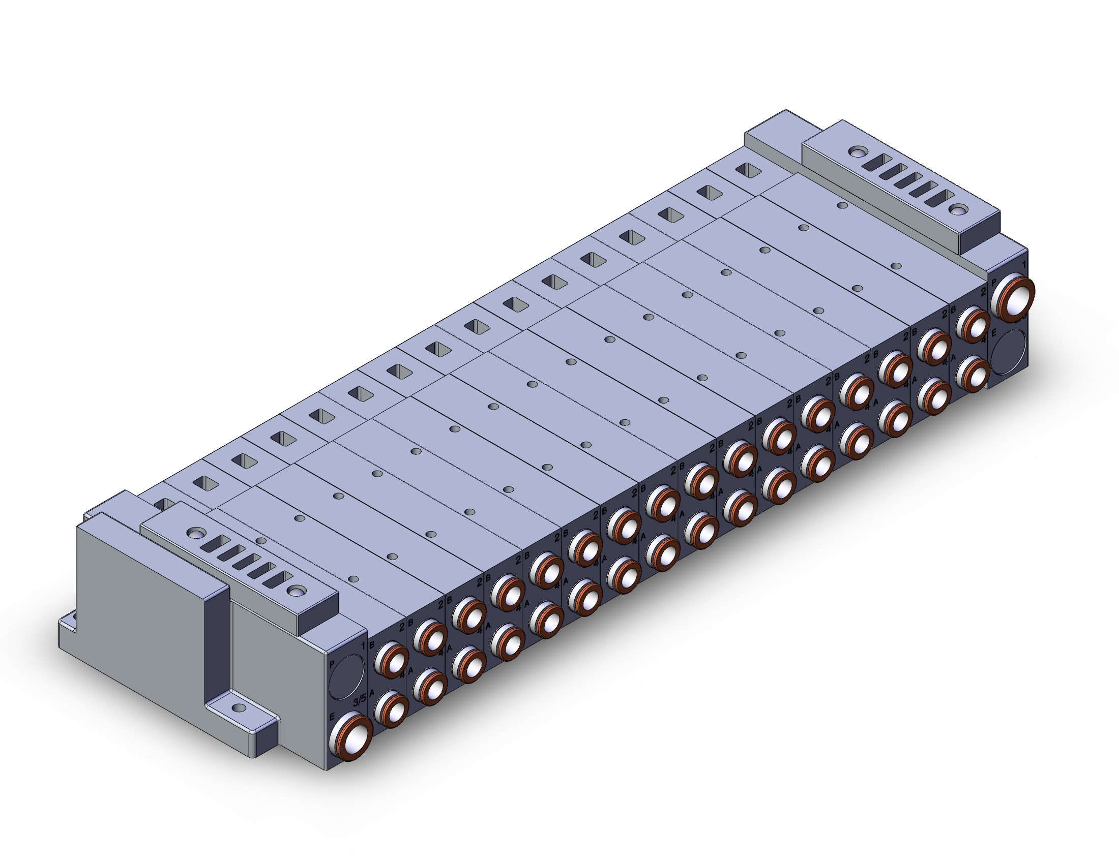 SMC SS5V3-W10S10D-16BS-C8 mfld, plug-in without si unit, SS5V3 MANIFOLD SV3000