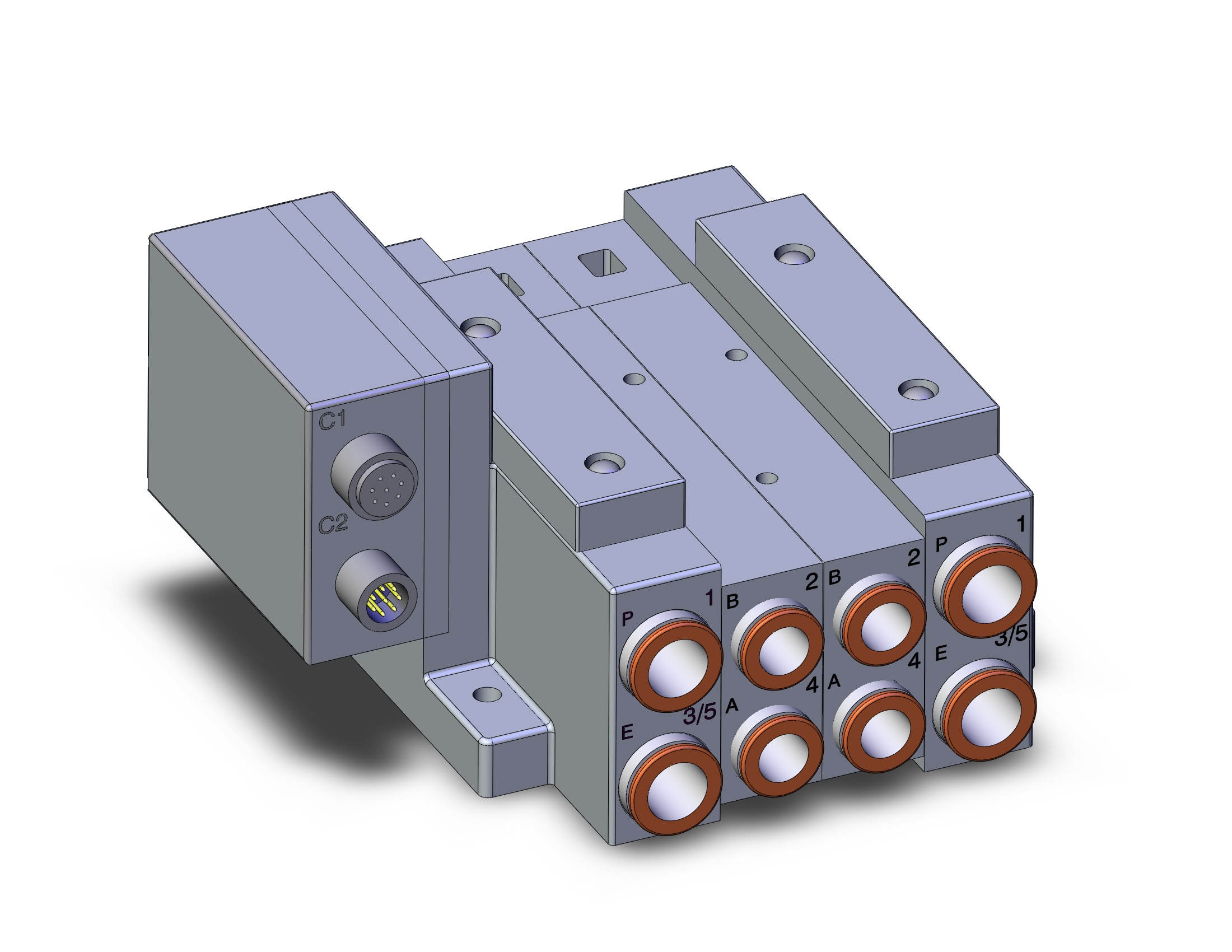 SMC SS5V3-W10SA2WD-02B-C10 mfld, plug-in w/si unit, SS5V3 MANIFOLD SV3000