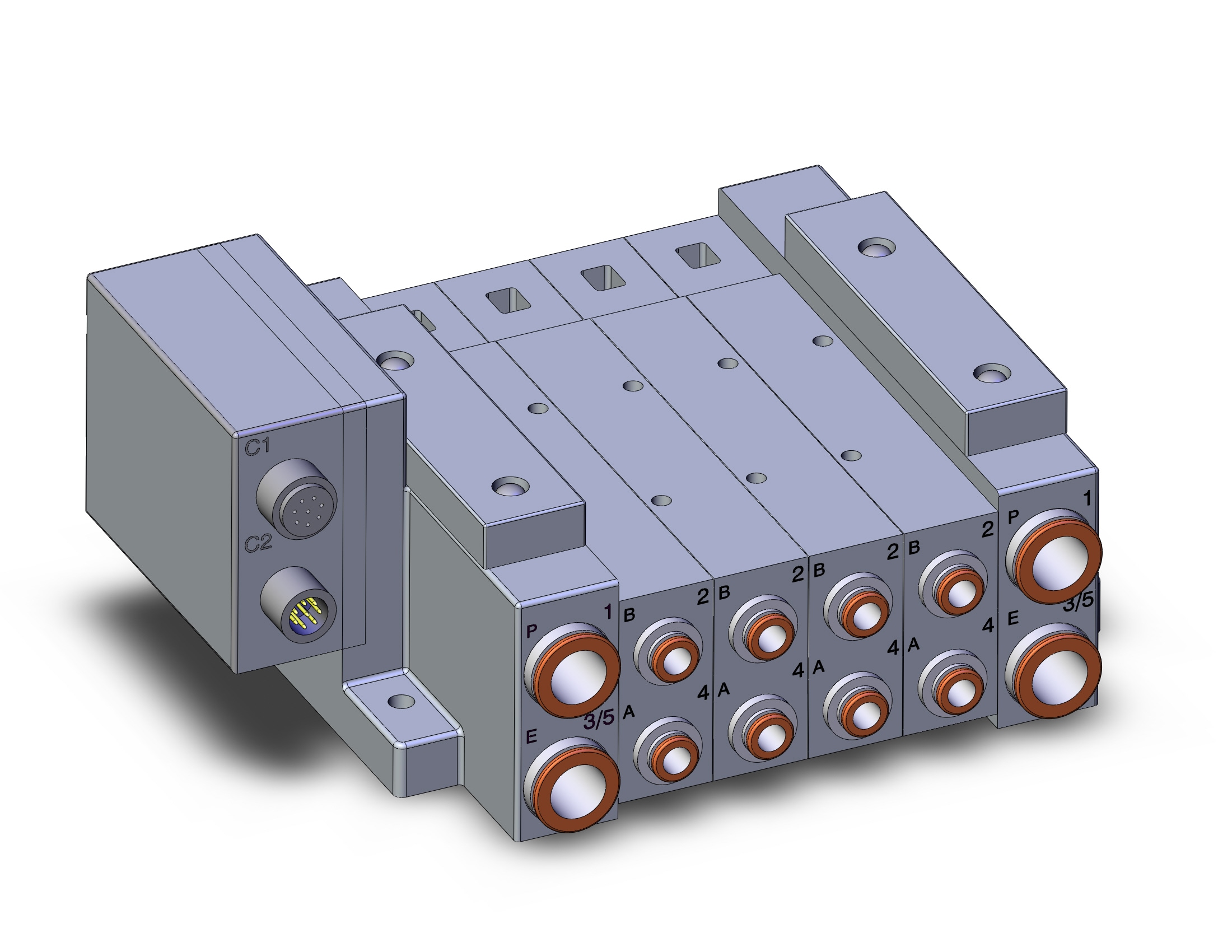 SMC SS5V3-W10SA2WD-04B-C6 mfld, plug-in w/si unit, SS5V3 MANIFOLD SV3000