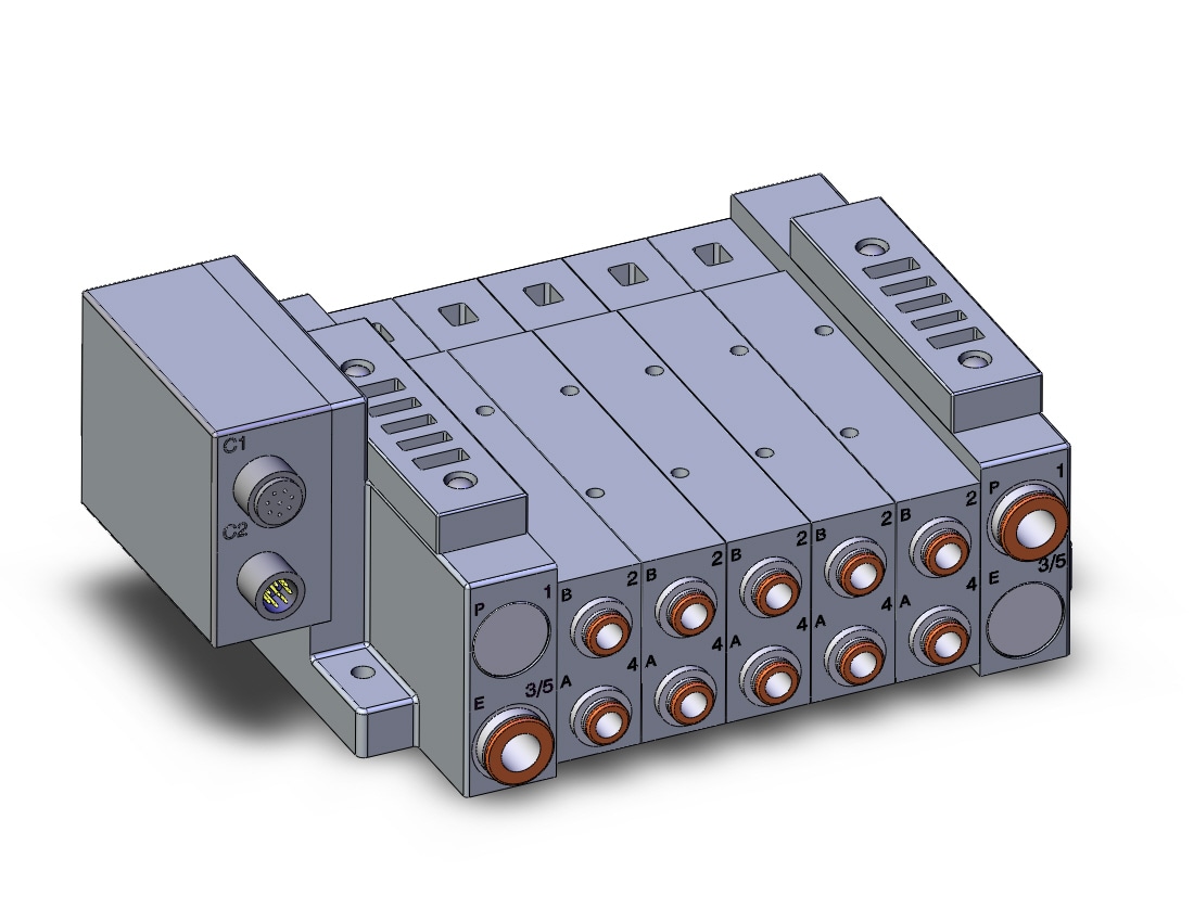 SMC SS5V3-W10SA2WD-05BS-N7 mfld, plug-in w/si unit, SS5V3 MANIFOLD SV3000