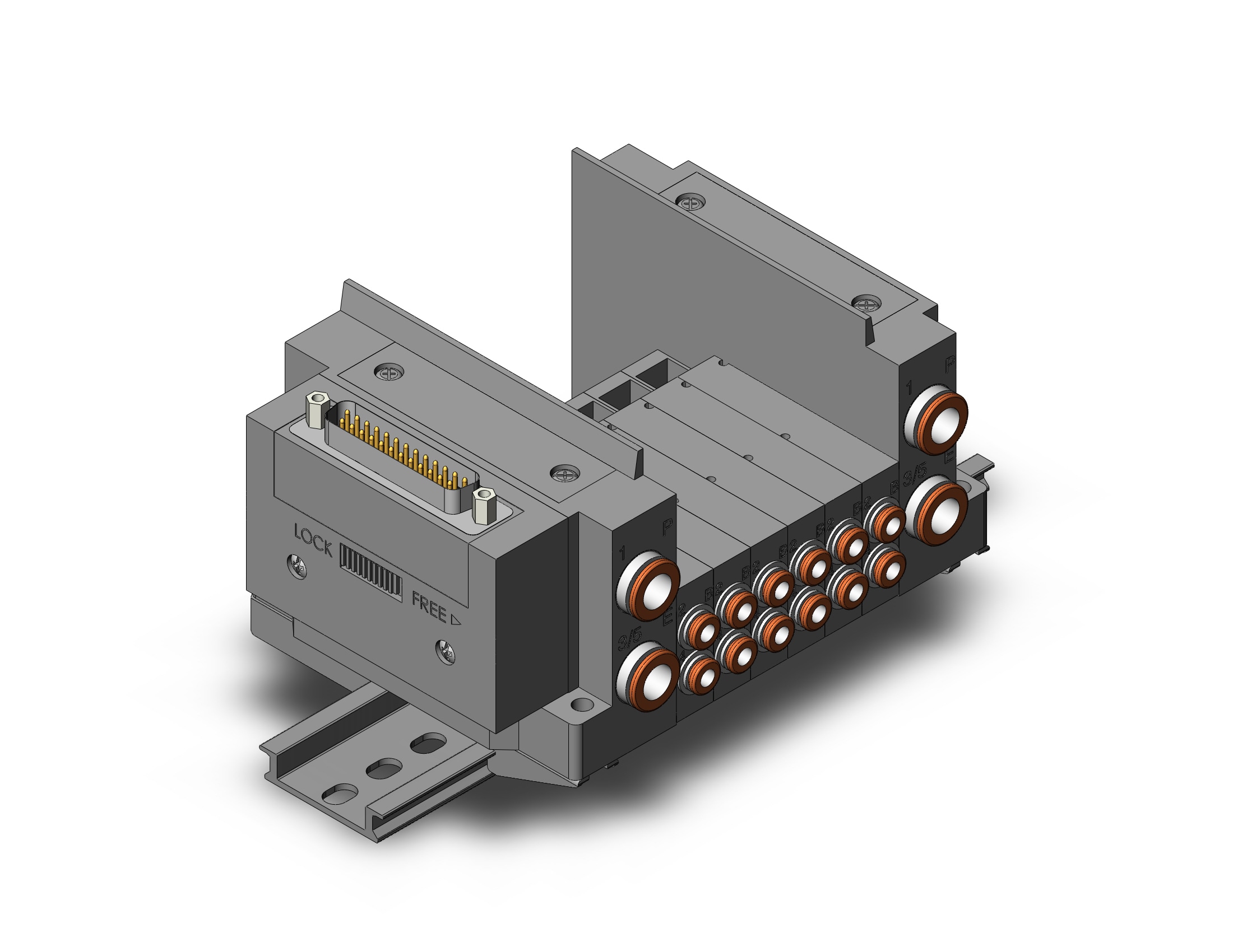 SMC SS5Y3-10F1-06B-N3D7 ss5y3 6 sta manifold base, 4/5 PORT SOLENOID VALVE