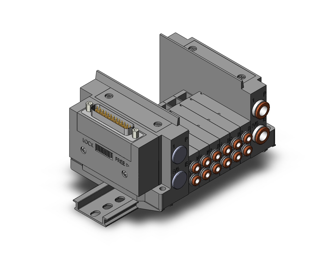 SMC SS5Y3-10F1-06U-C4A ss5y3 6 sta manifold base, 4/5 PORT SOLENOID VALVE