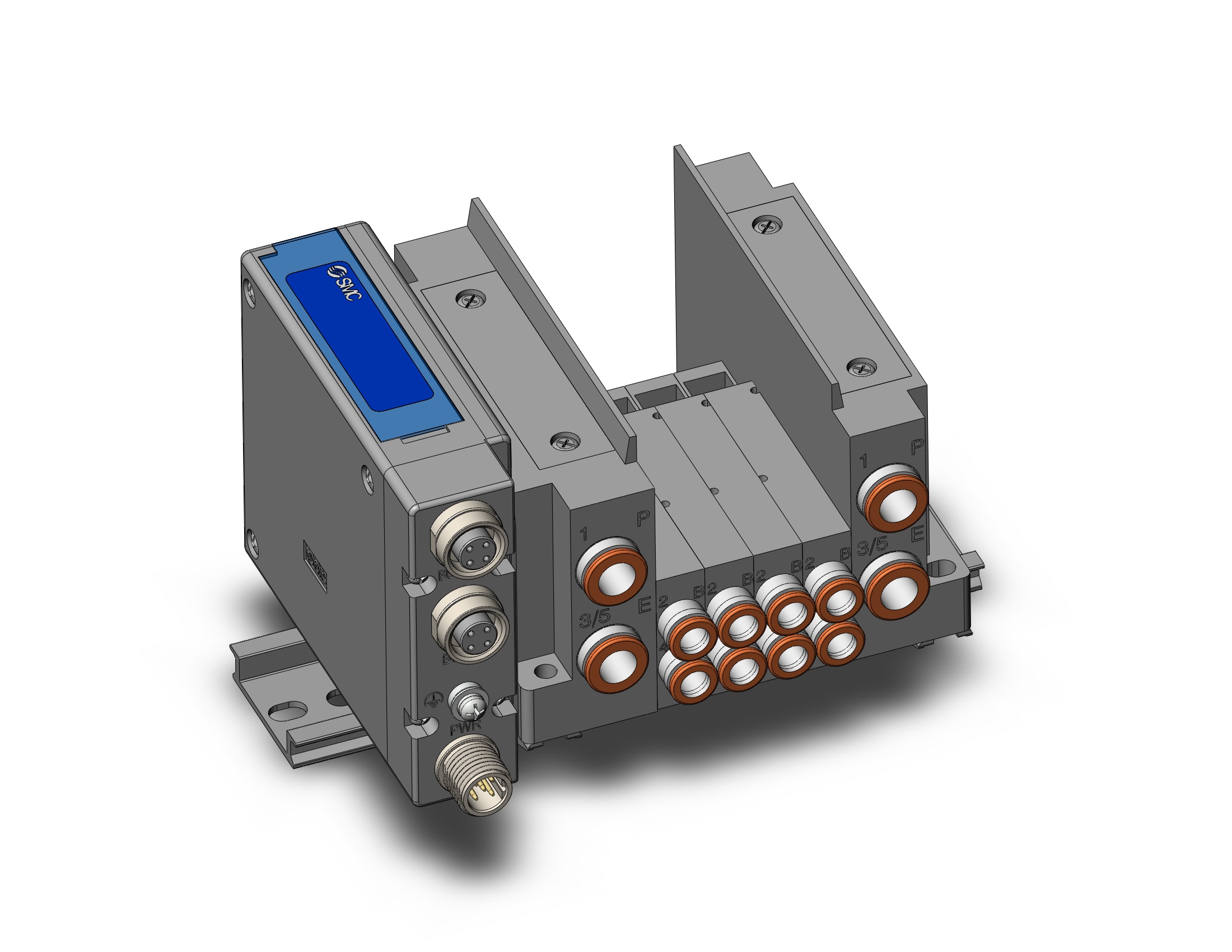 SMC SS5Y3-10SEBN-04B-N7D ss5y3 4 sta manifold base, 4/5 PORT SOLENOID VALVE