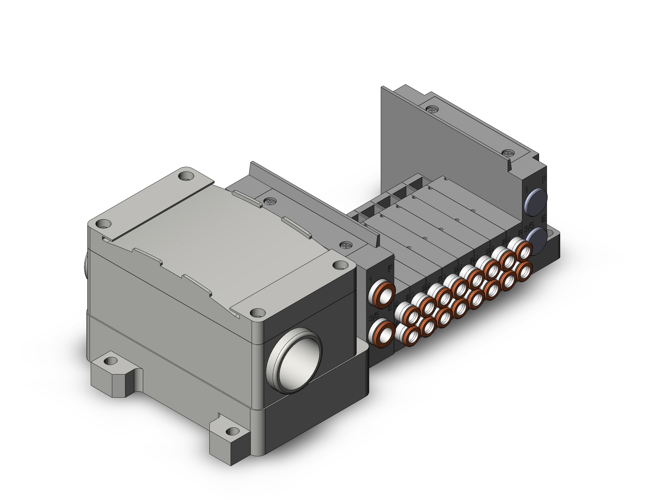 SMC SS5Y3-10T-08D-N7 ss5y3 8 sta manifold base, 4/5 PORT SOLENOID VALVE