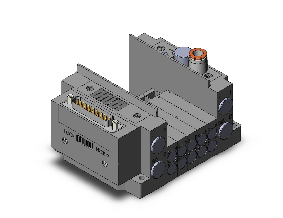 SMC SS5Y3-12F1-05US ss5y3 5 sta manifold base, 4/5 PORT SOLENOID VALVE