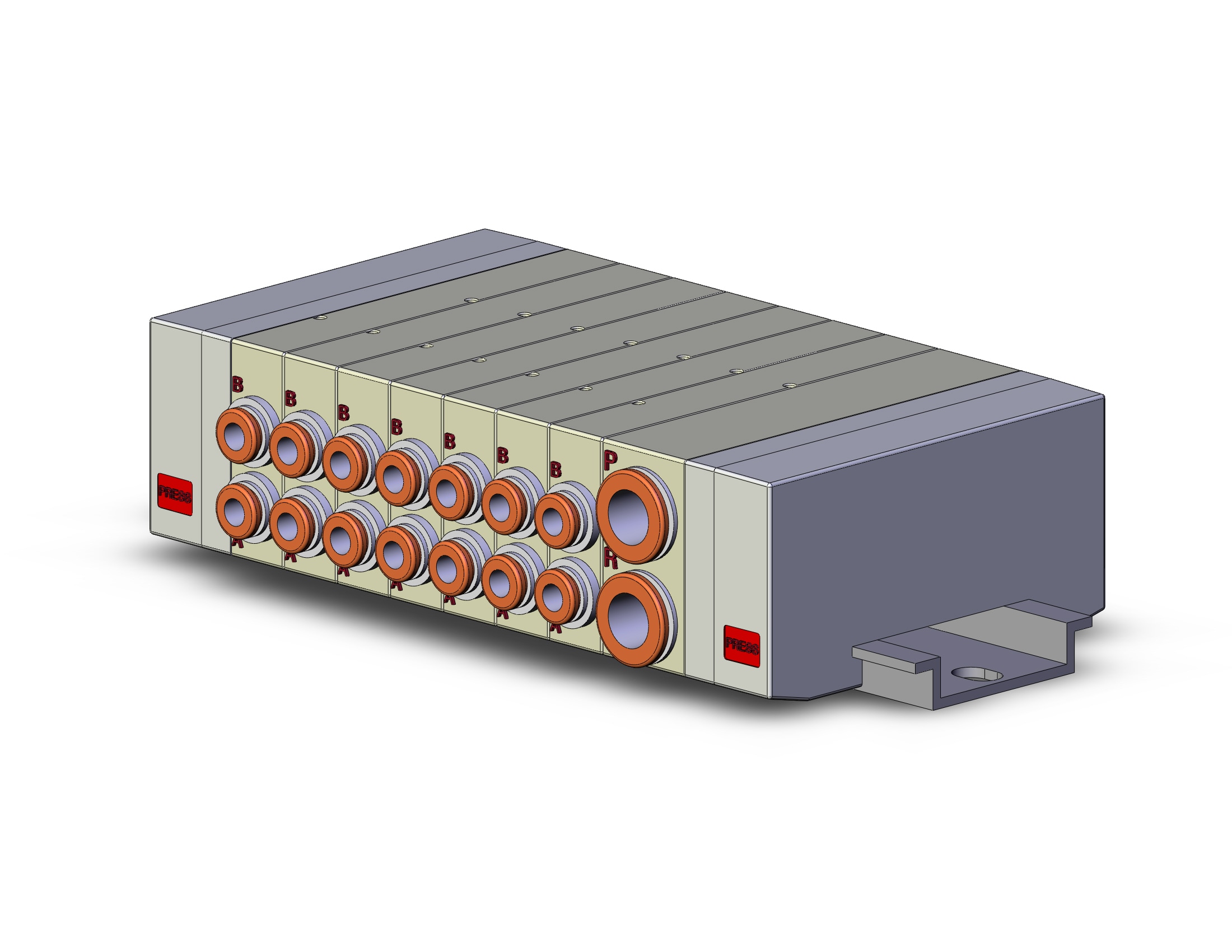 SMC SS5Y3-45-07U-C4 mfld, din rail mt, sy3000, SS5Y3 MANIFOLD SY3000