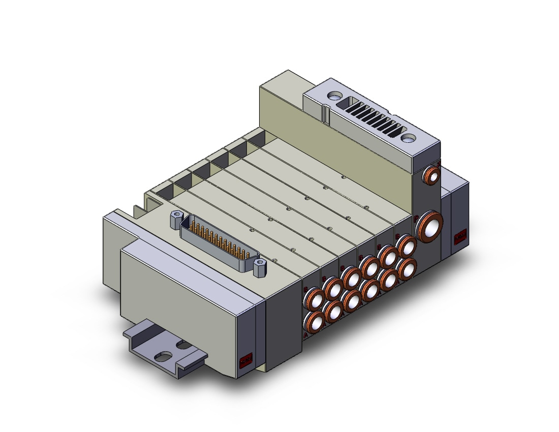 SMC SS5Y3-45FD-06URS-C6 mfld, base mt, din rail mt, SS5Y3 MANIFOLD SY3000