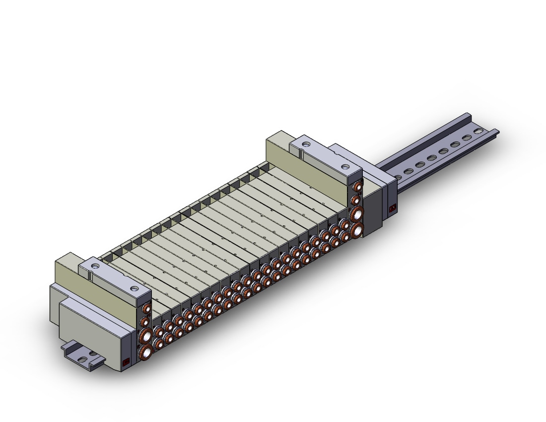 SMC SS5Y3-45NFU-20BR-N3 mfld, base mt, din rail mt, SS5Y3 MANIFOLD SY3000