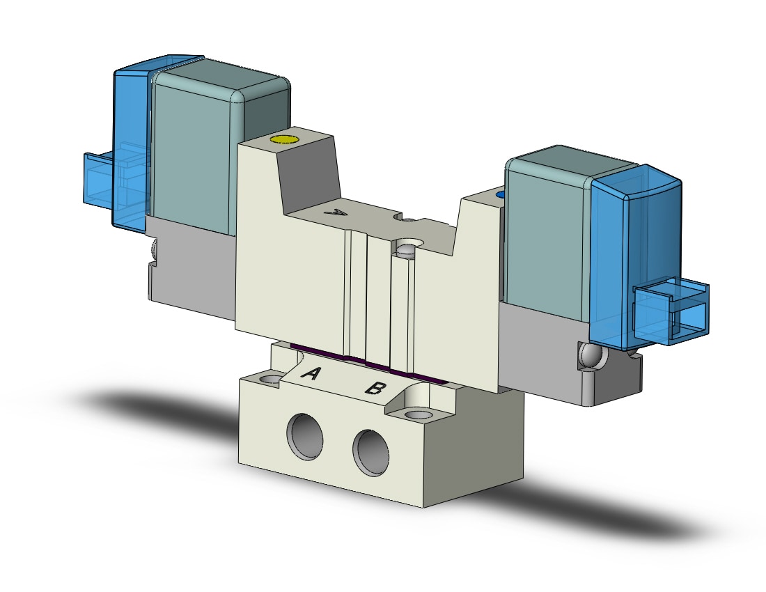 SMC SYJ3240-5LOU-M5 valve, dbl sol, base mt (dc), SYJ3000 SOL VALVE 4/5 PORT***